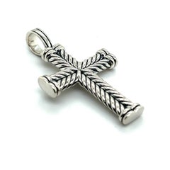 David Yurman Authentischer Chevron-Silber-Kreuz-Anhänger aus Nachlass