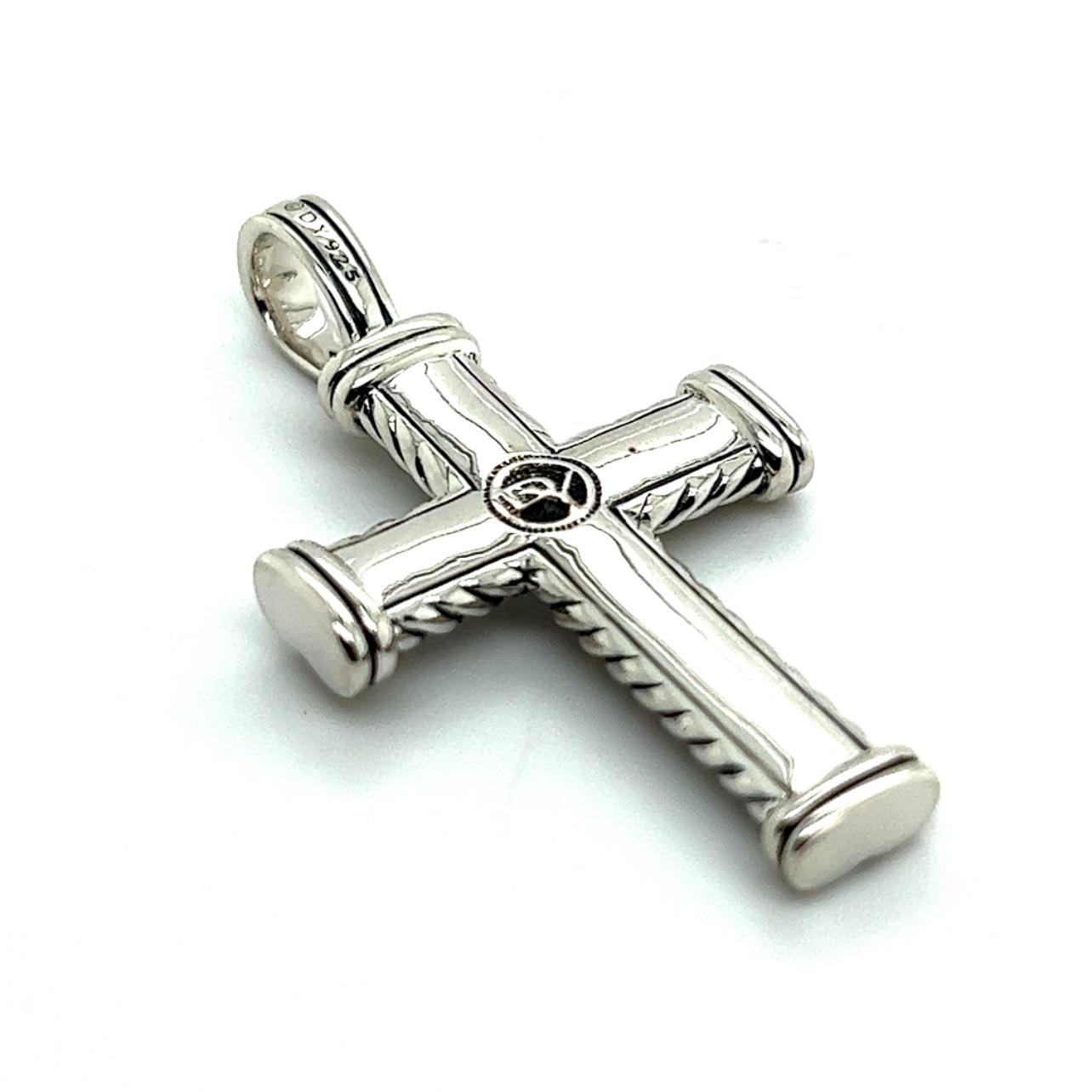 Women's or Men's David Yurman Authentic Estate Chevron Silver Cross Pendant