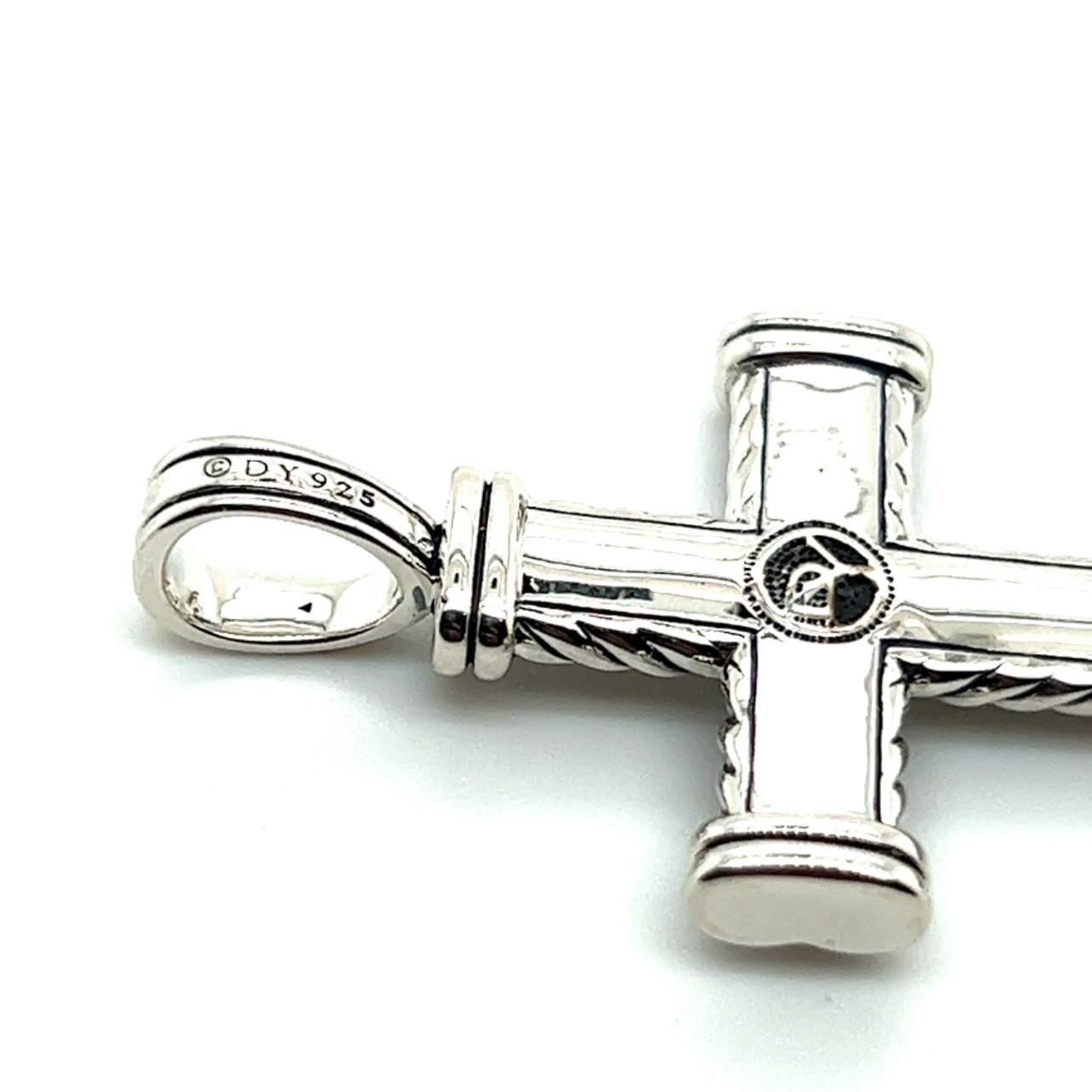 David Yurman Authentic Estate Chevron Silver Cross Pendant 1
