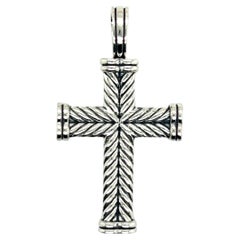 David Yurman Authentic Estate Chevron Silver Cross Pendant