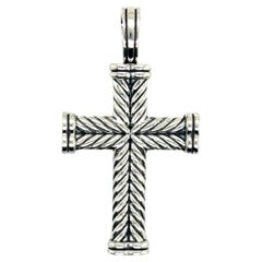 David Yurman Authentic Estate Chevron Silver Cross Pendant