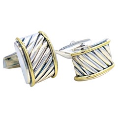 David Yurman Authentic Estate Cigar Band Cufflinks 14k Silver