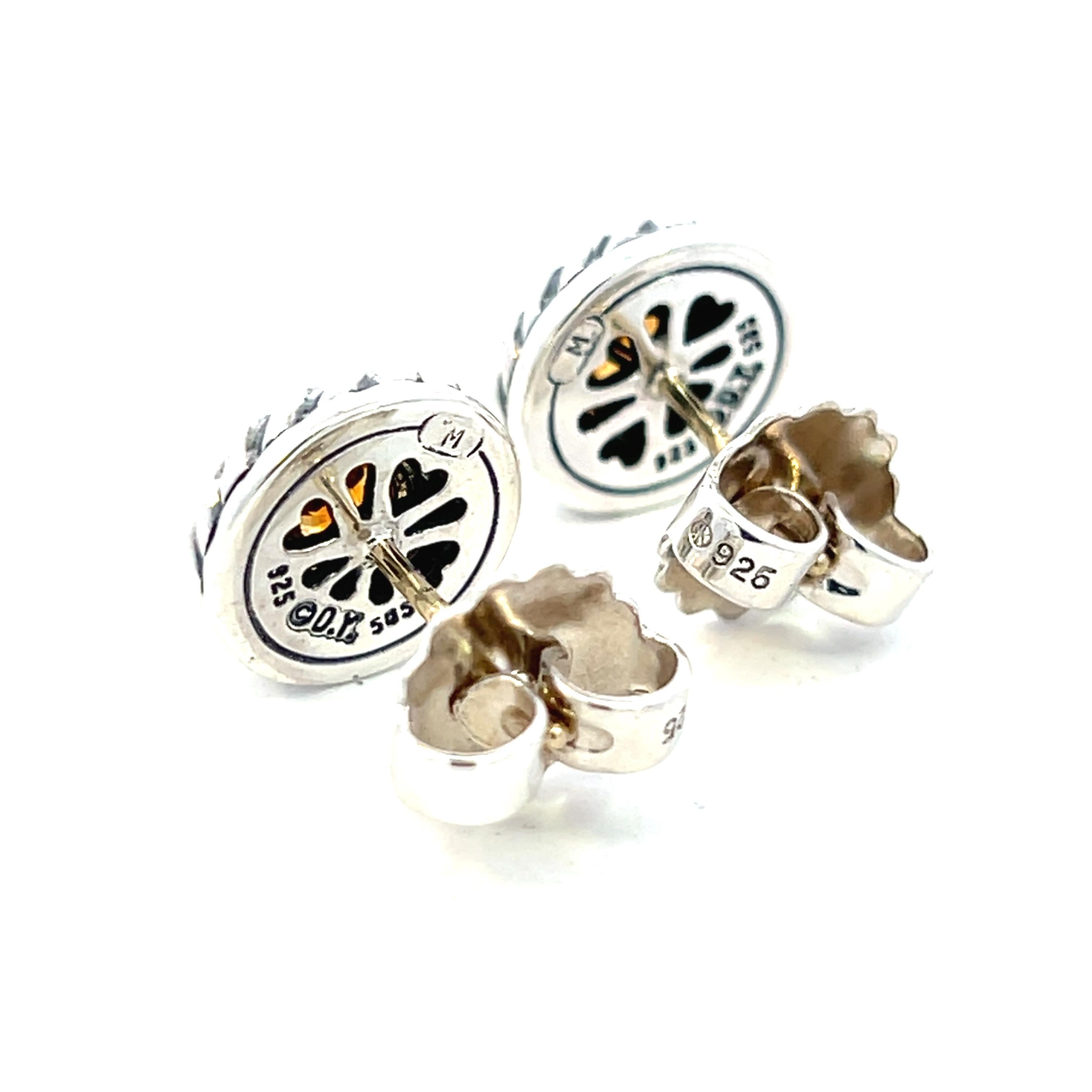 Women's David Yurman Authentic Estate Citrine Stud Earrings 14k + Silver