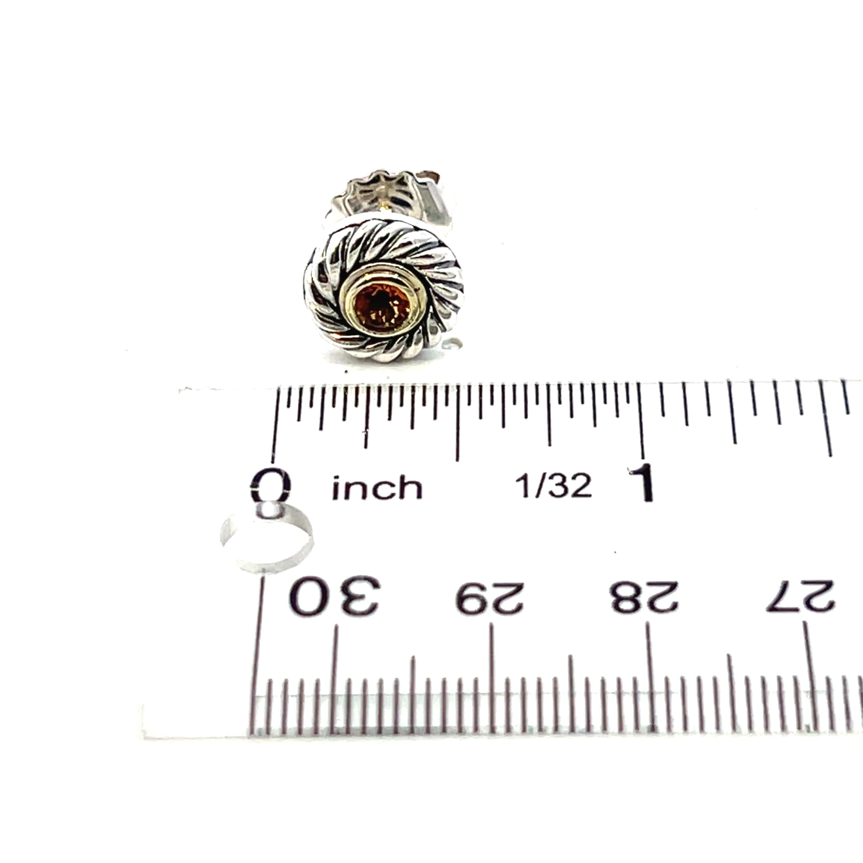 David Yurman Authentic Estate Citrine Stud Earrings 14k + Silver 4