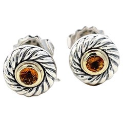 David Yurman Authentic Estate Citrine Stud Earrings 14k + Silver