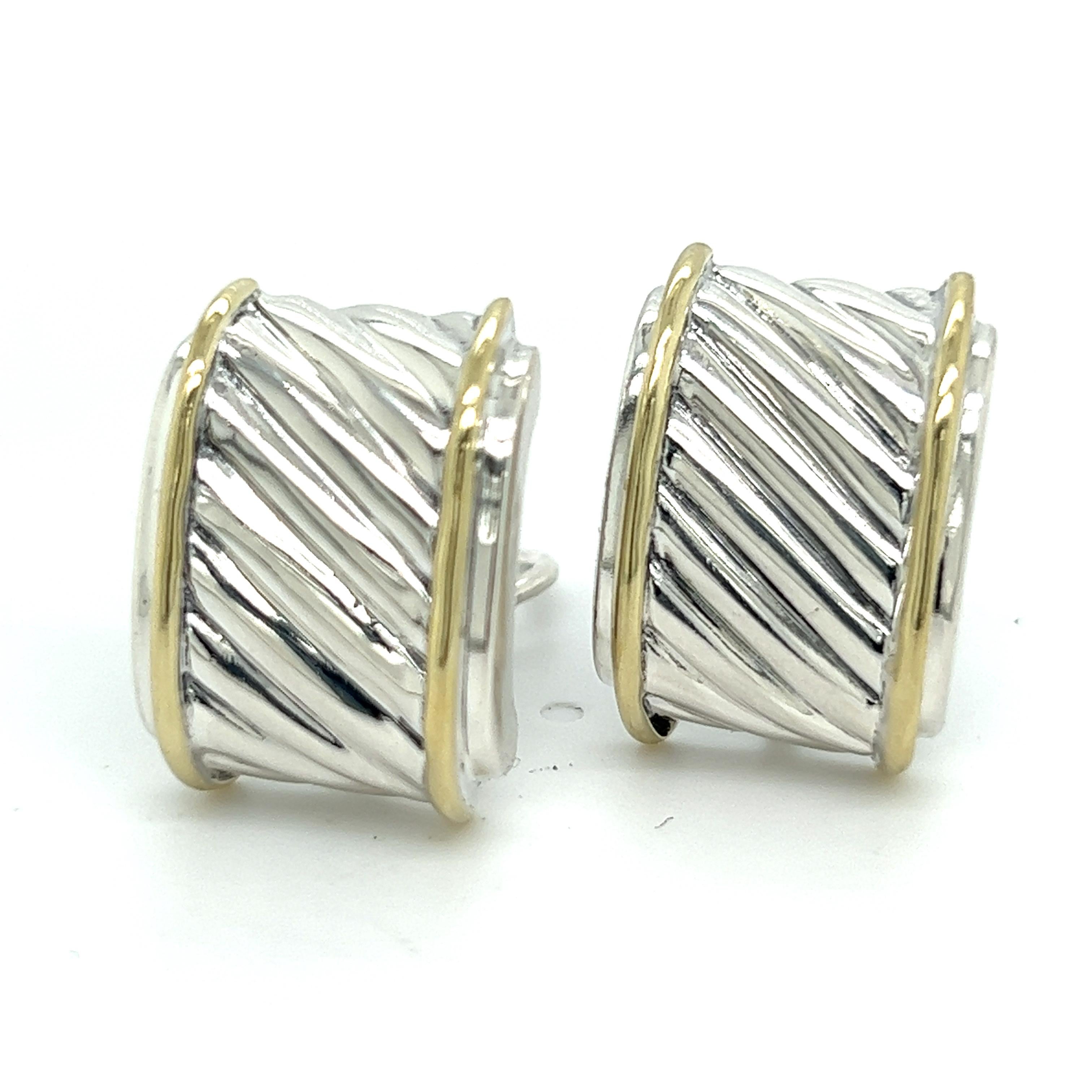 Authentic David Yurman  Estate Classic Cable Omega Back Earrings 14k & Silver DY212

RETAIL $799.00

These elegant Authentic David Yurman earrings have a weight of 12.7 Grams.

TRUSTED SELLER SINCE 2002
PLEASE SEE OUR HUNDREDS OF POSITIVE FEEDBACKS