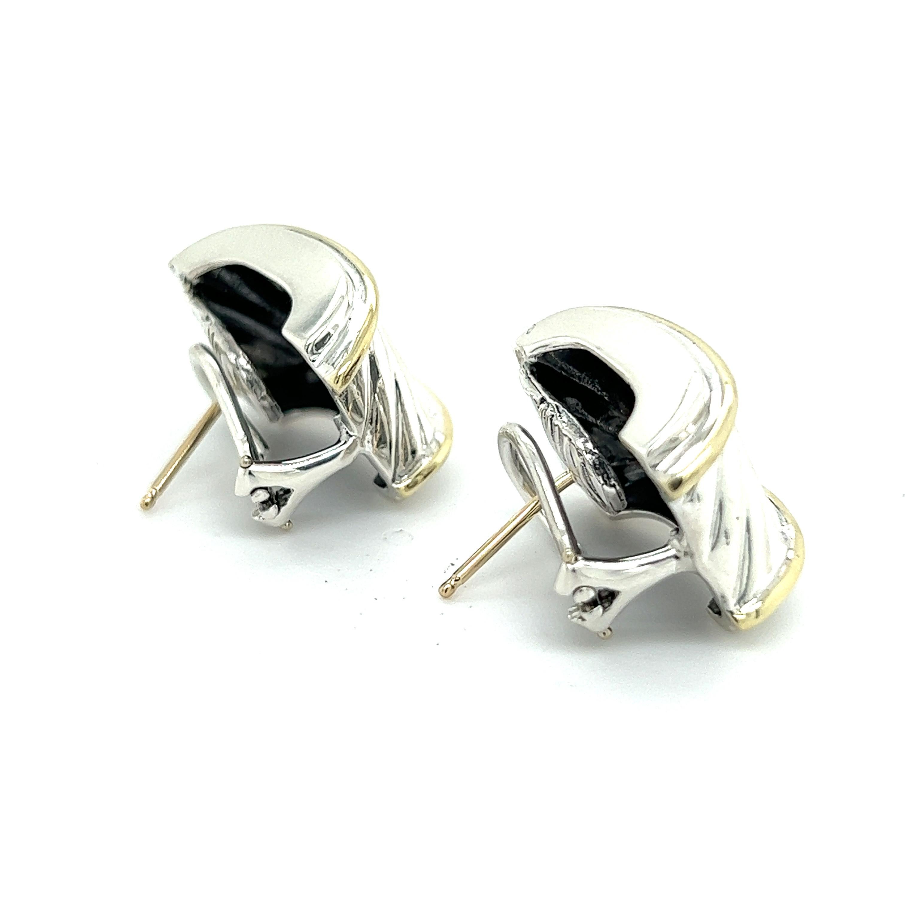 Women's David Yurman Authentic Estate Classic Cable Omega Back Earrings 14k & Silver