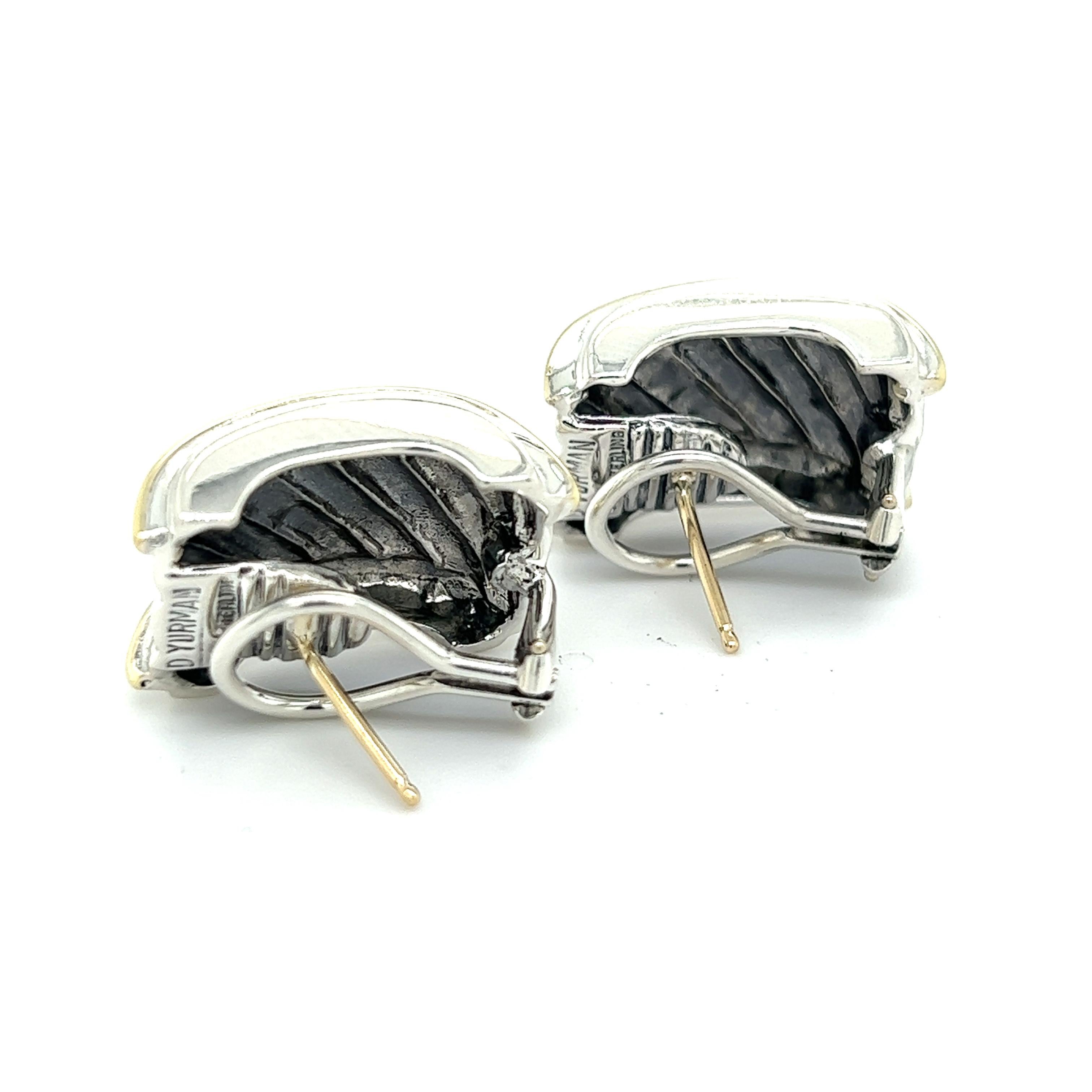 David Yurman Authentic Estate Classic Cable Omega Back Earrings 14k & Silver 1