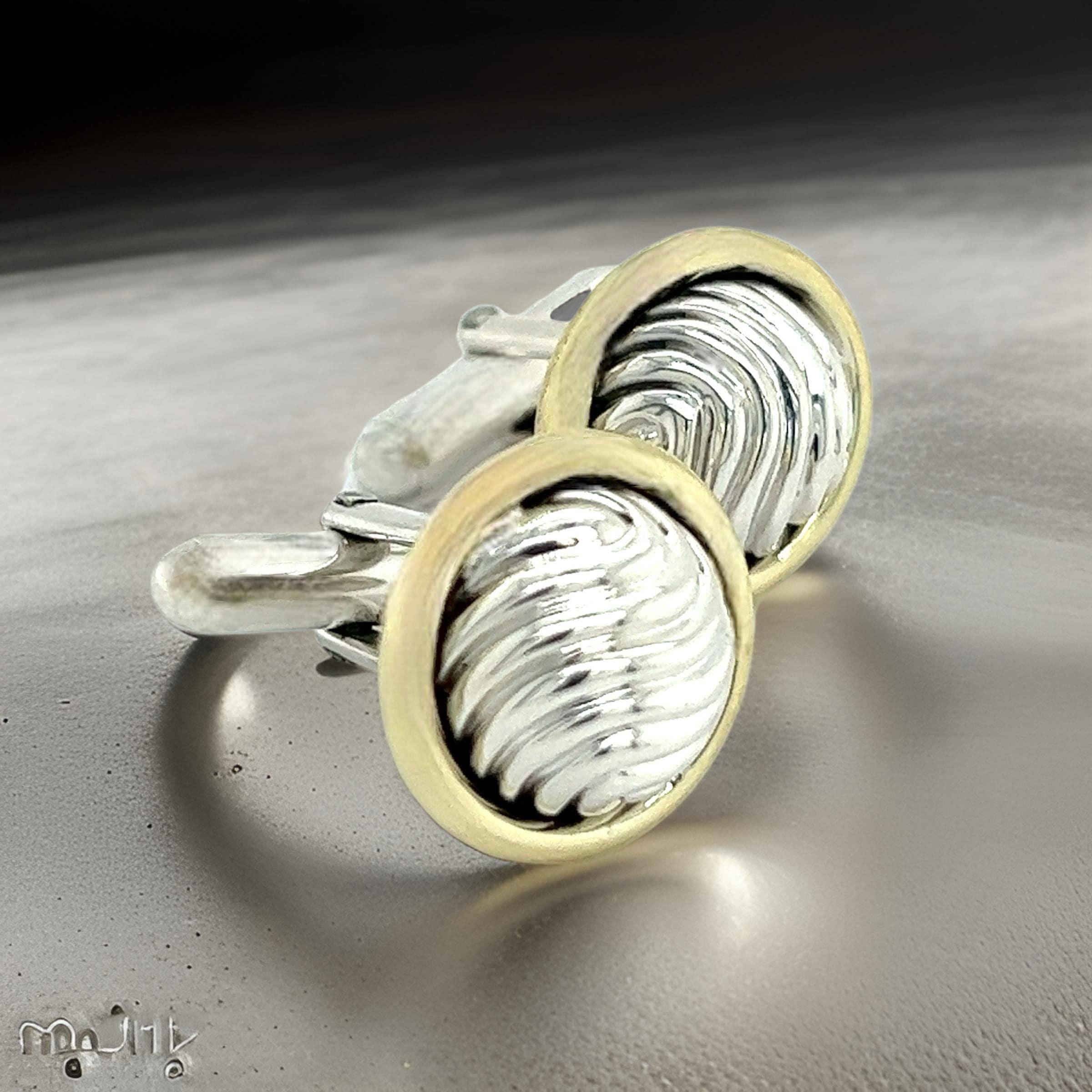 David Yurman Authentic Estate Cufflinks 14k Gold + Silver For Sale 2