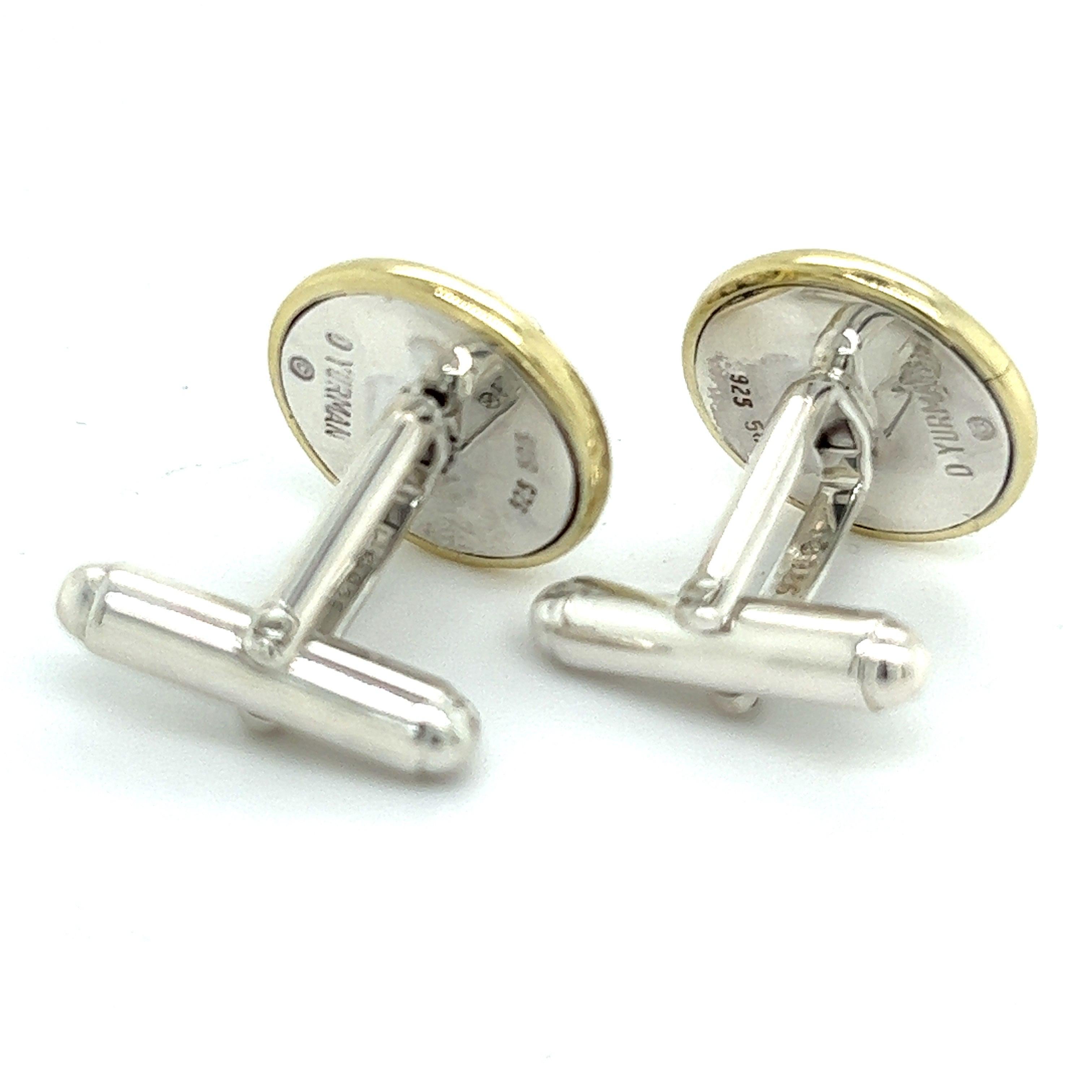 David Yurman Authentic Estate Cufflinks 14k Gold + Silver For Sale 3