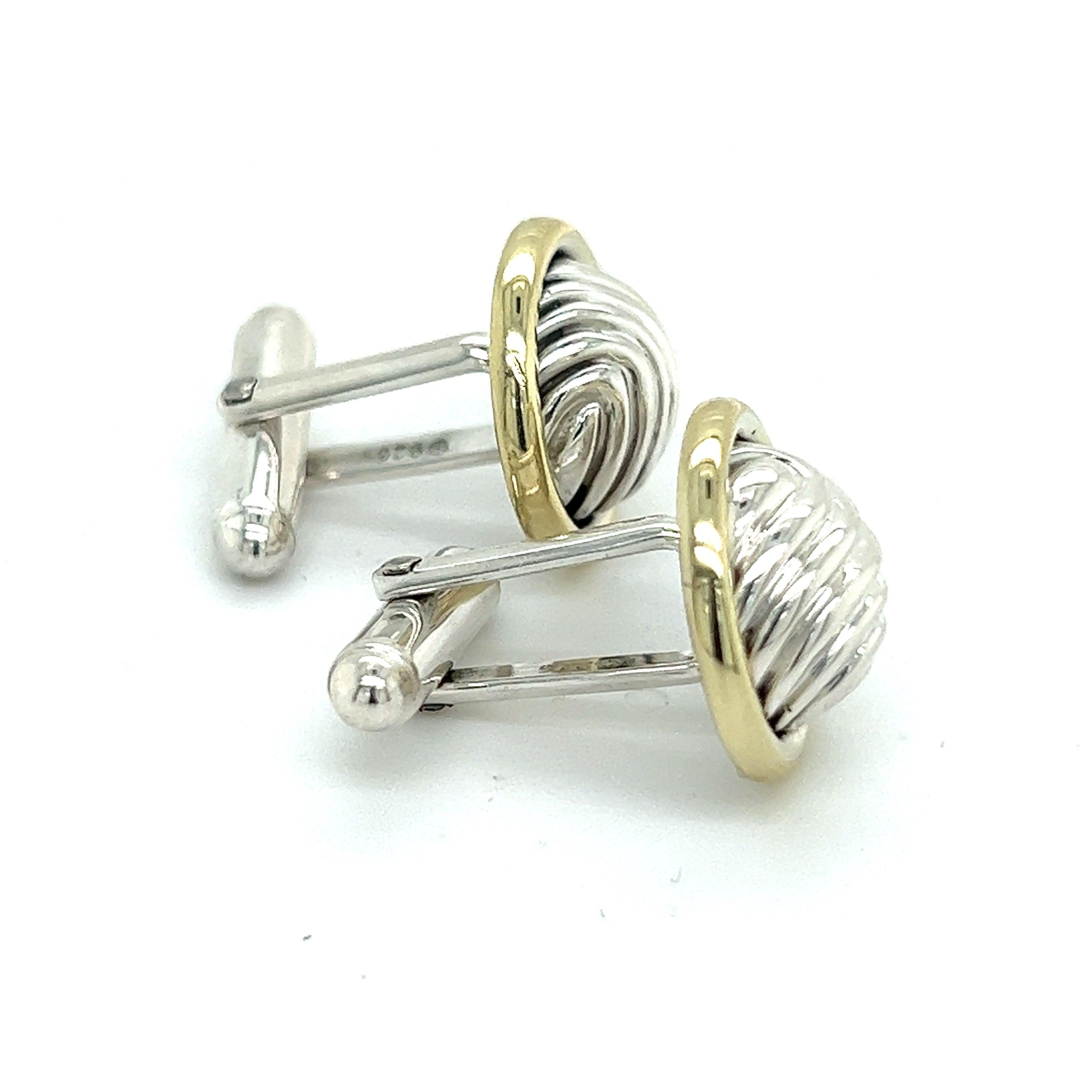 David Yurman Authentic Estate Cufflinks 14k Gold + Silver For Sale 5