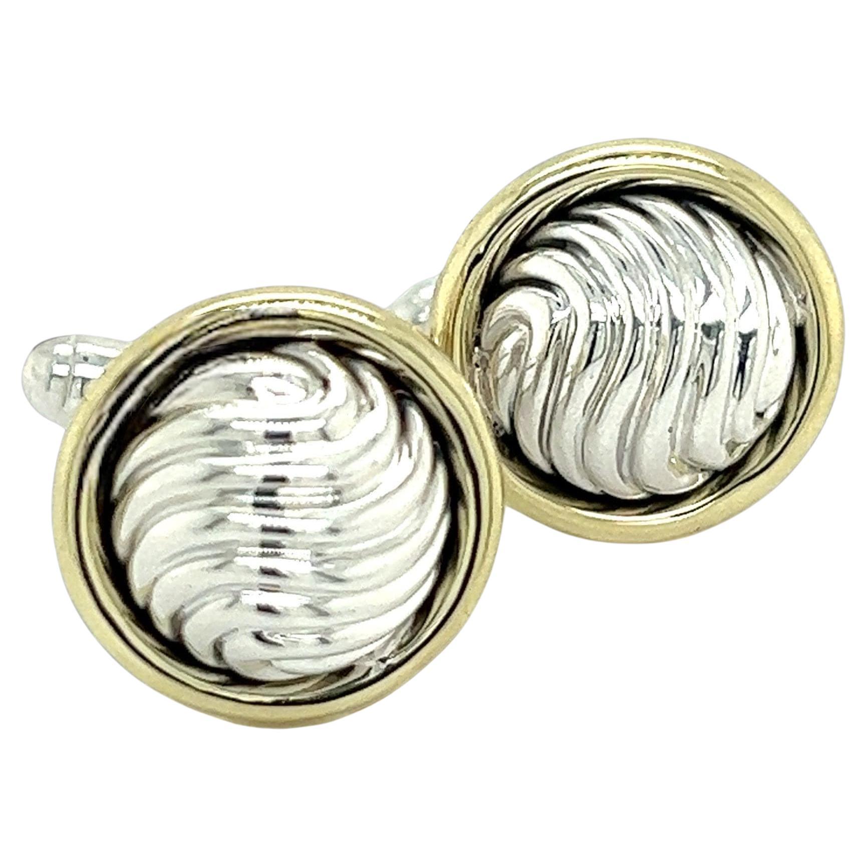 David Yurman Authentische Nachlass-Manschettenknöpfe 14k Gold + Silber