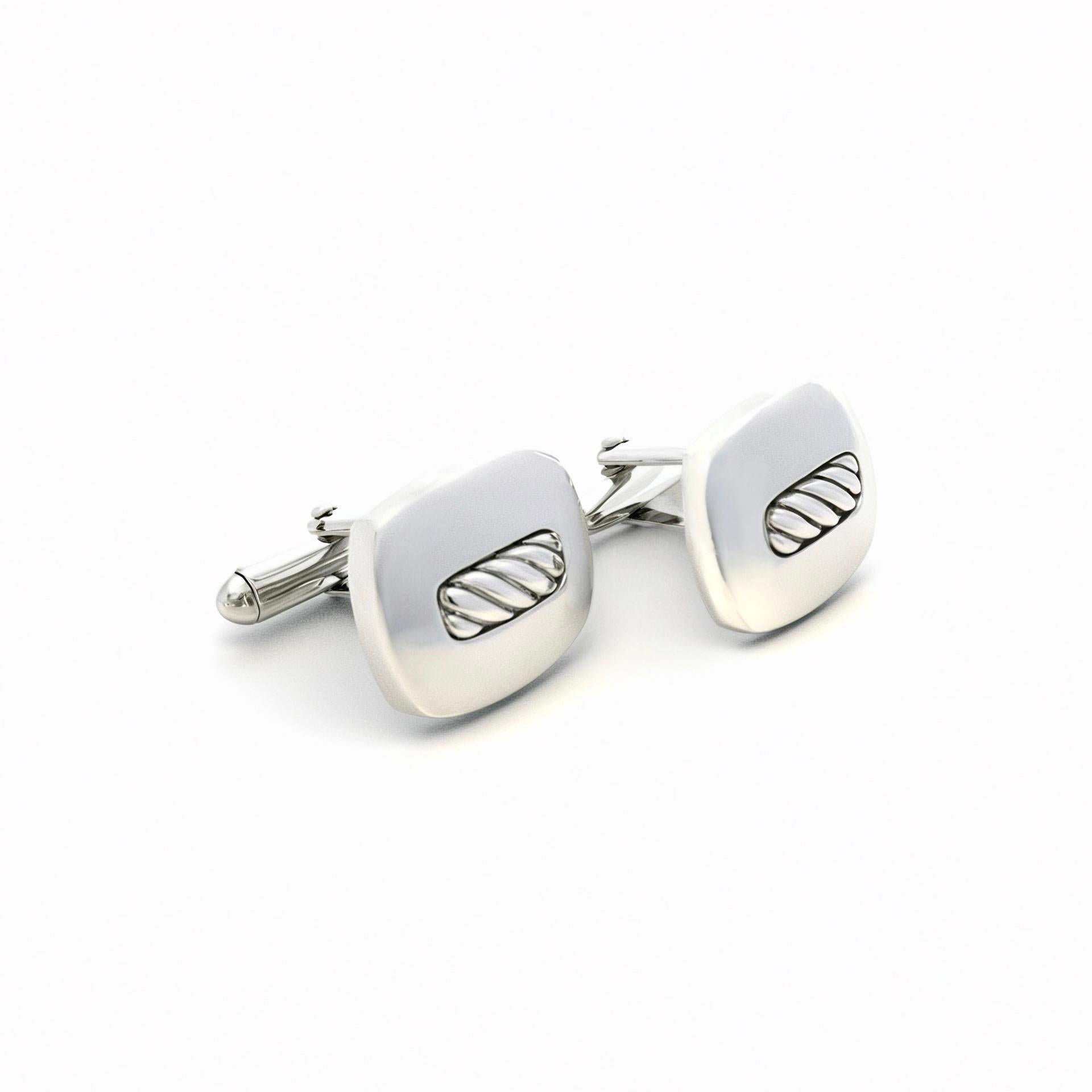 David Yurman Authentic Estate Cufflinks Silver For Sale 2