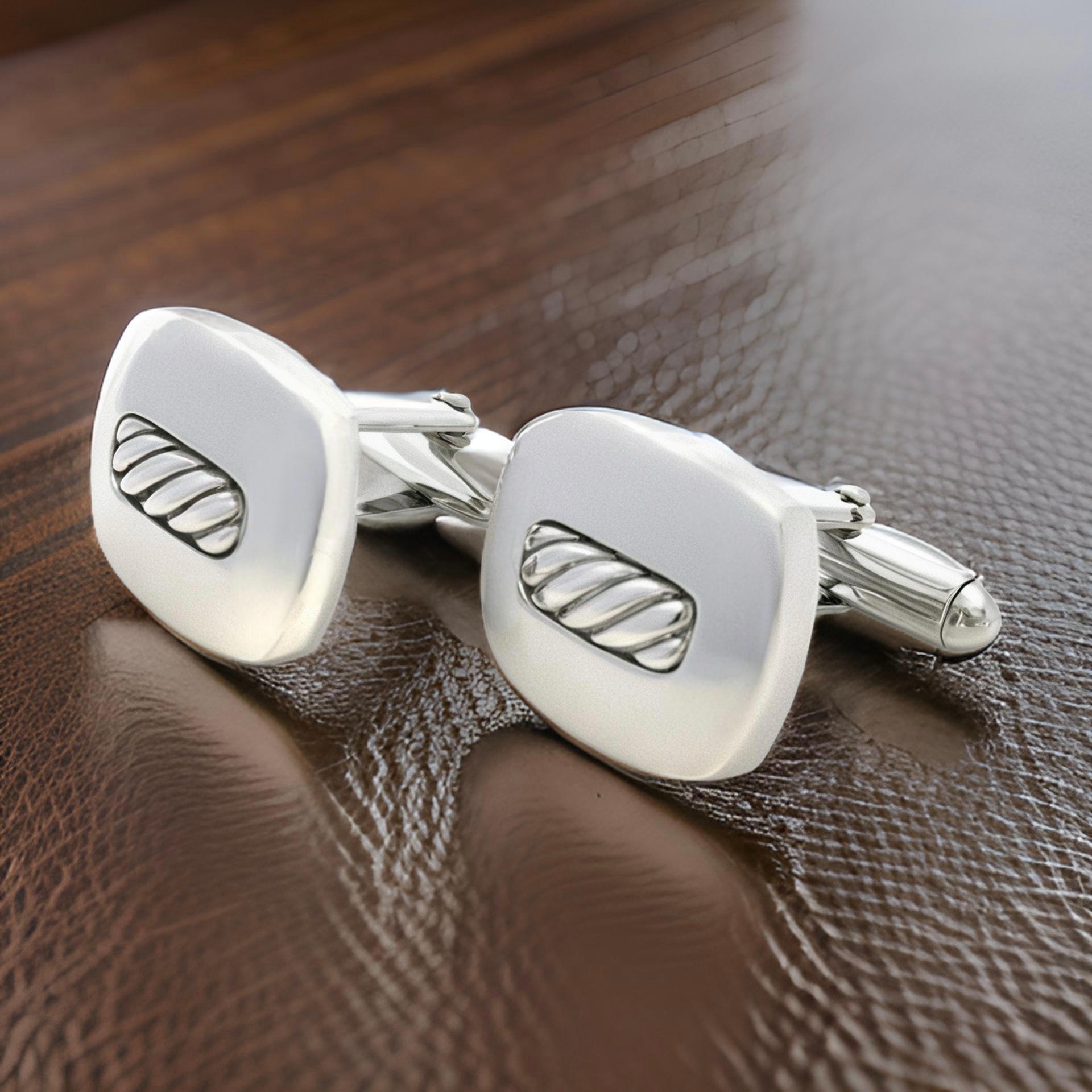 David Yurman Authentic Estate Cufflinks Silver For Sale 4
