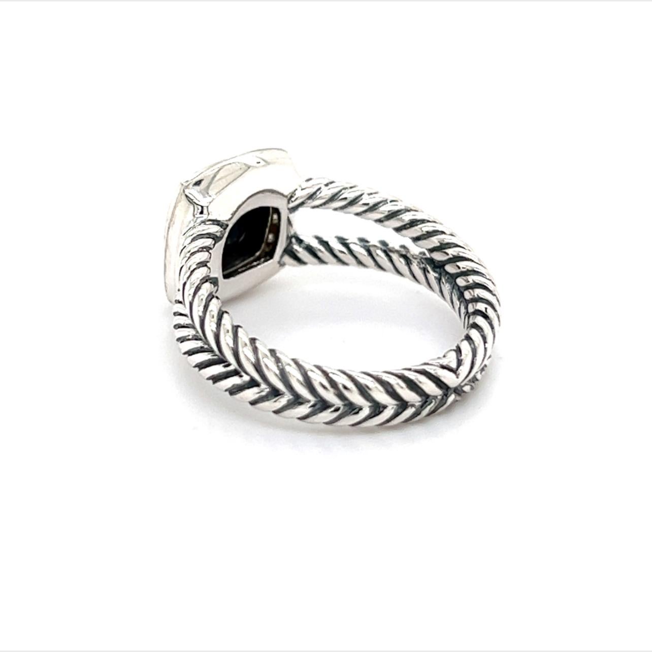 David Yurman Authentic Estate Diamond Onyx Petite Albion Ring 7 Silver 6