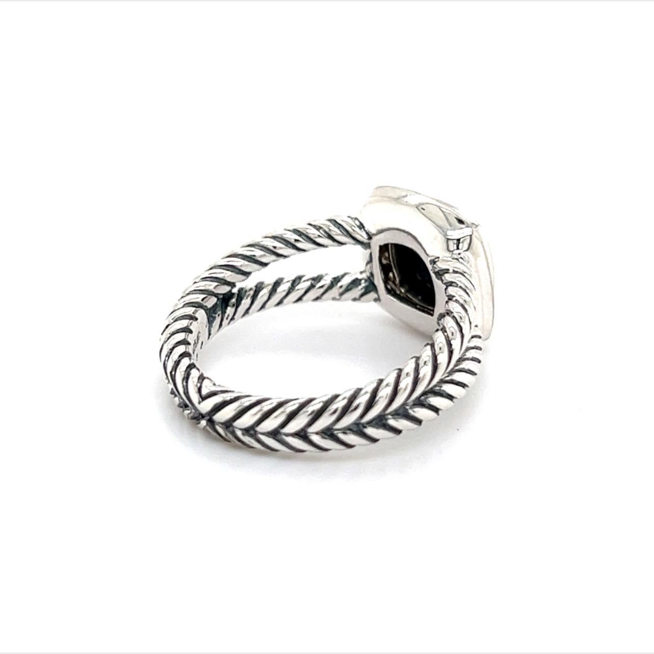David Yurman Authentic Estate Diamond Onyx Petite Albion Ring 7 Silver 2