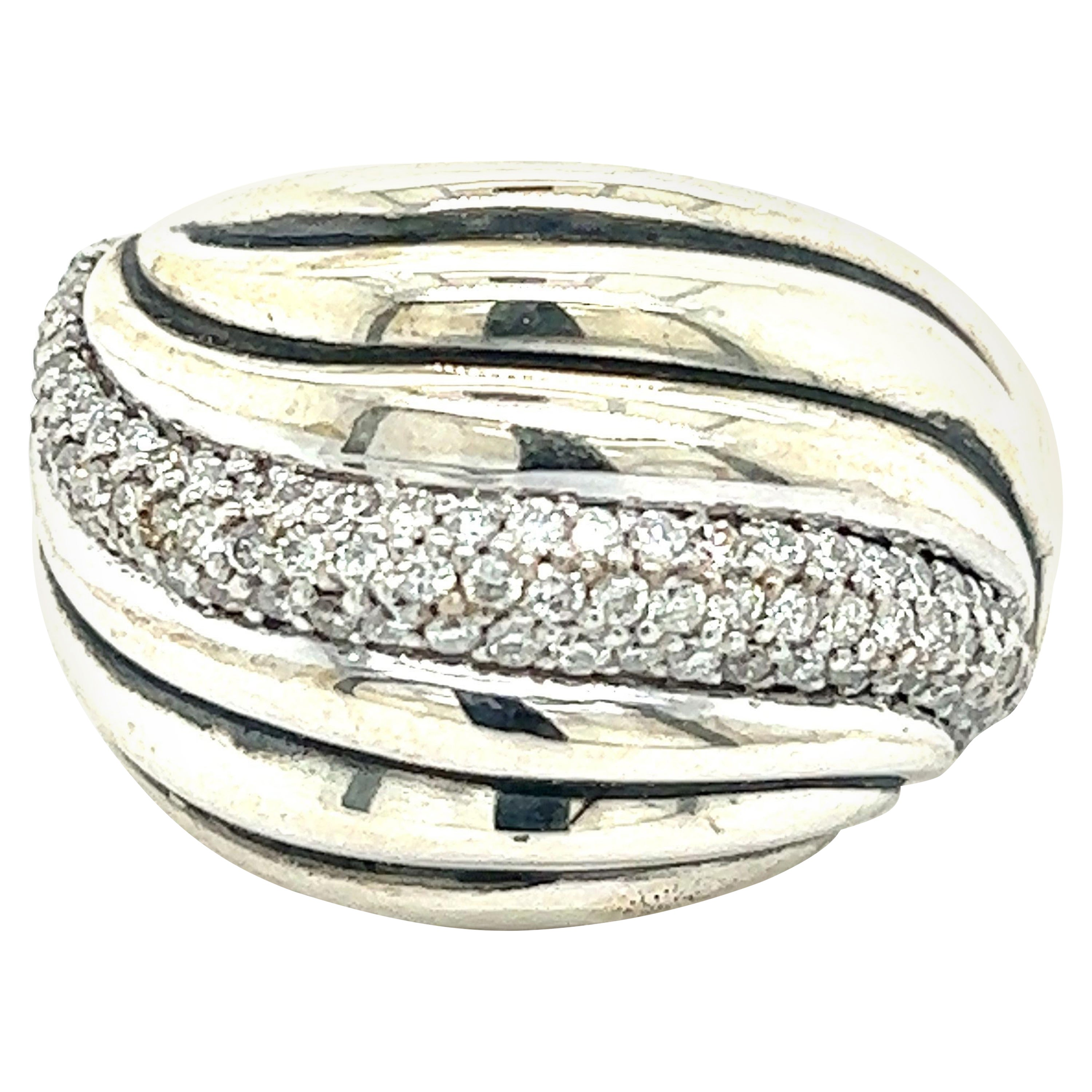 David Yurman Authentischer Nachlass-Diamant-Kabelring 7,75 Silber
