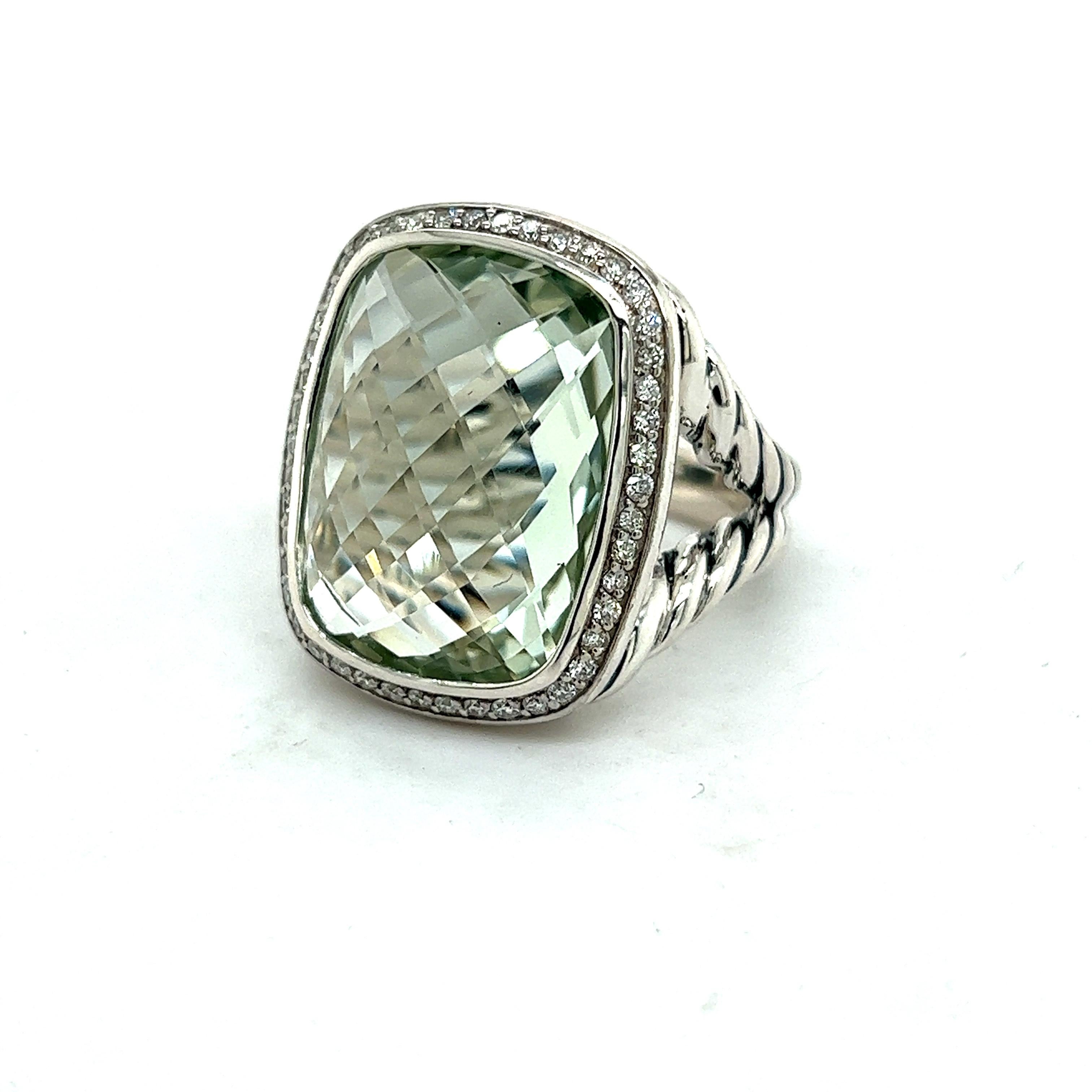 David Yurman Authentic Estate Diamond Wheaton Prasiolite Ring Silver 6