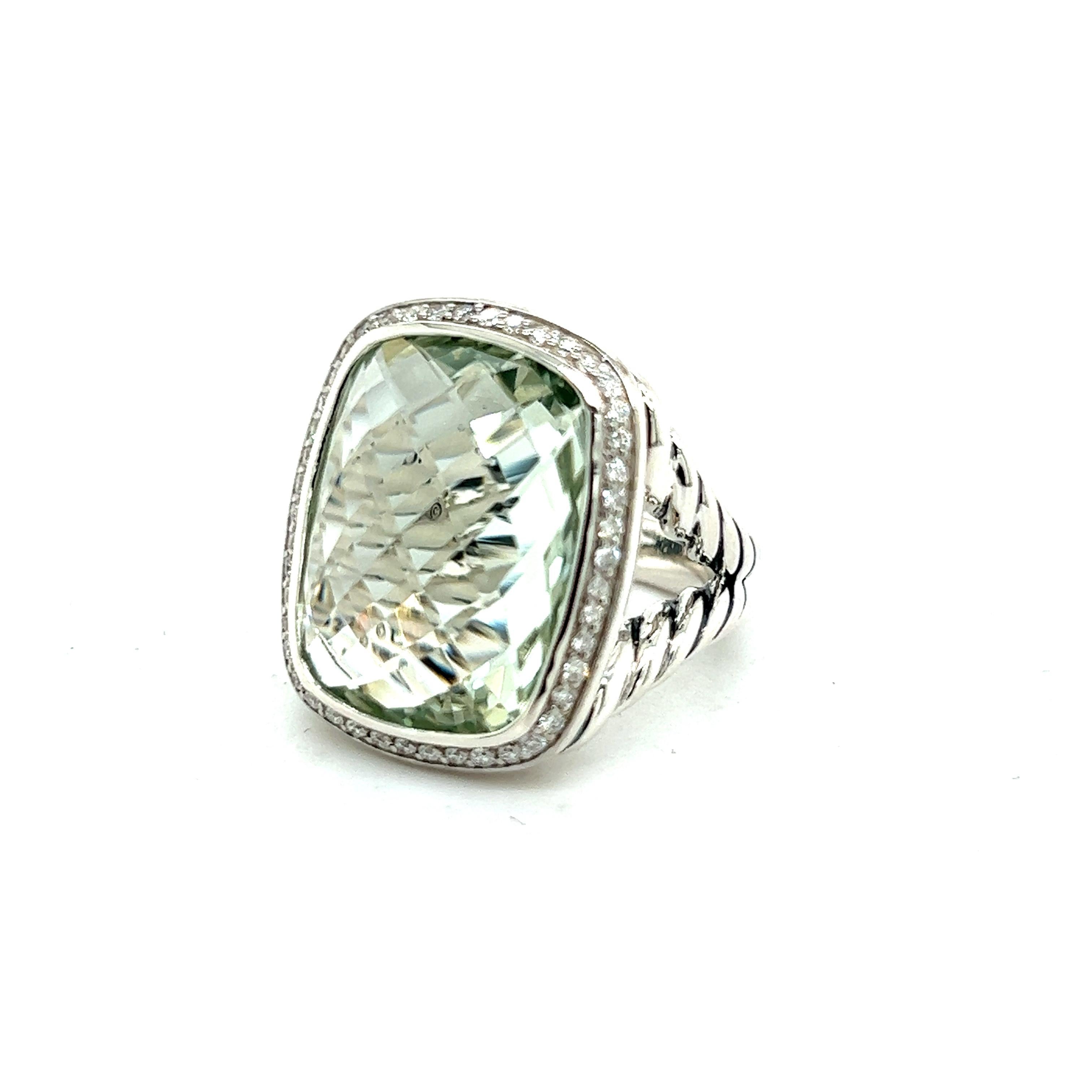 David Yurman Authentic Estate Diamond Wheaton Prasiolite Ring Silver 1