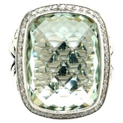 David Yurman Authentischer Nachlass-Diamant-Wheaton- Prasiolith-Ring Größe 8 Silber 