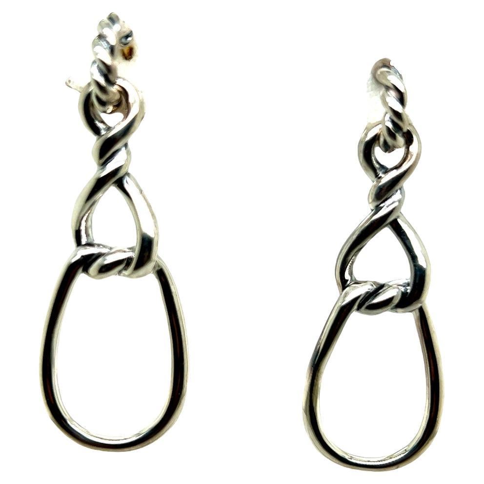 David Yurman Authentic Estate Drop Earrings 2" Silver 