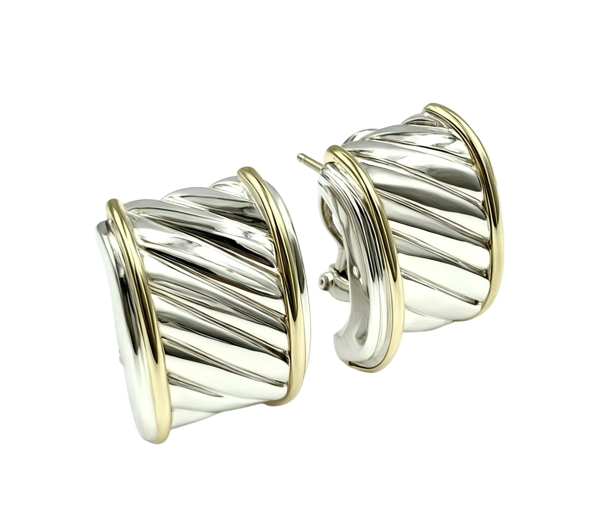 David Yurman Authentic Estate Earrings 14k Gold + Silver For Sale 7