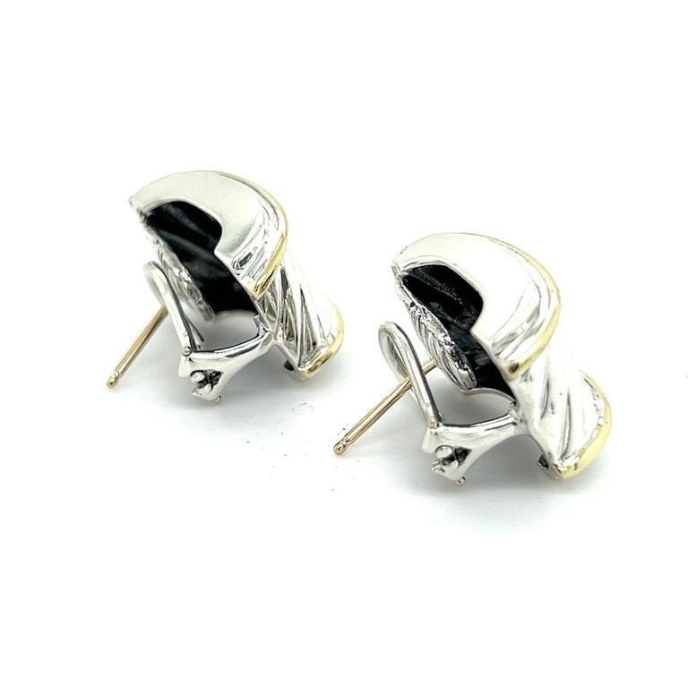 David Yurman Authentic Estate Earrings 14k Gold + Silver For Sale 4
