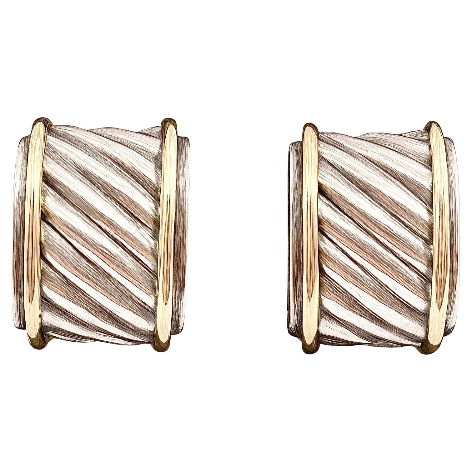 David Yurman Authentic Estate Earrings 14k Gold + Silver