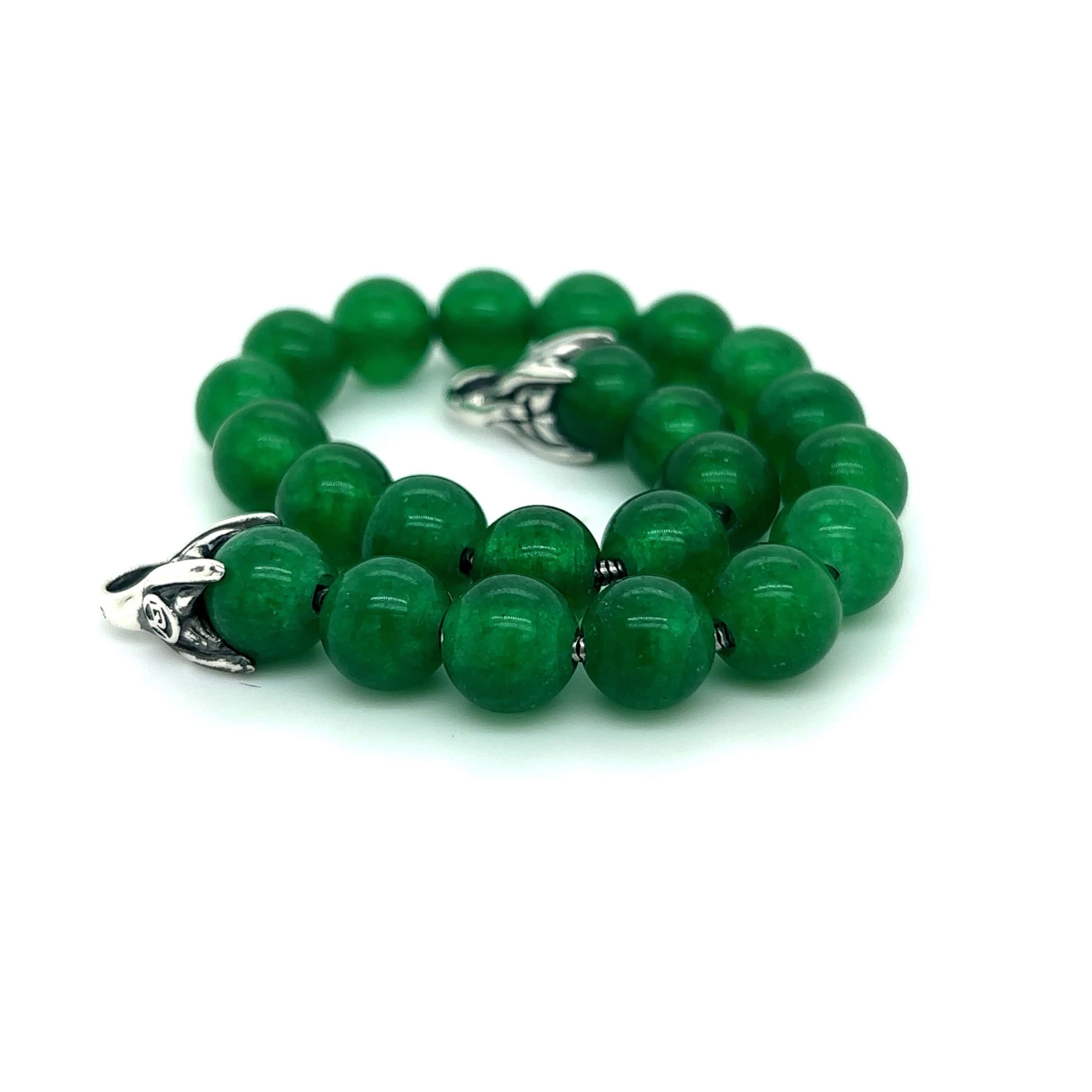 Round Cut David Yurman Authentic Estate Green Onyx Prayer Bead Bracelet 8.5