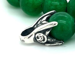 David Yurman Authentic Estate Green Onyx Prayer Bead Bracelet 8.5" Silver