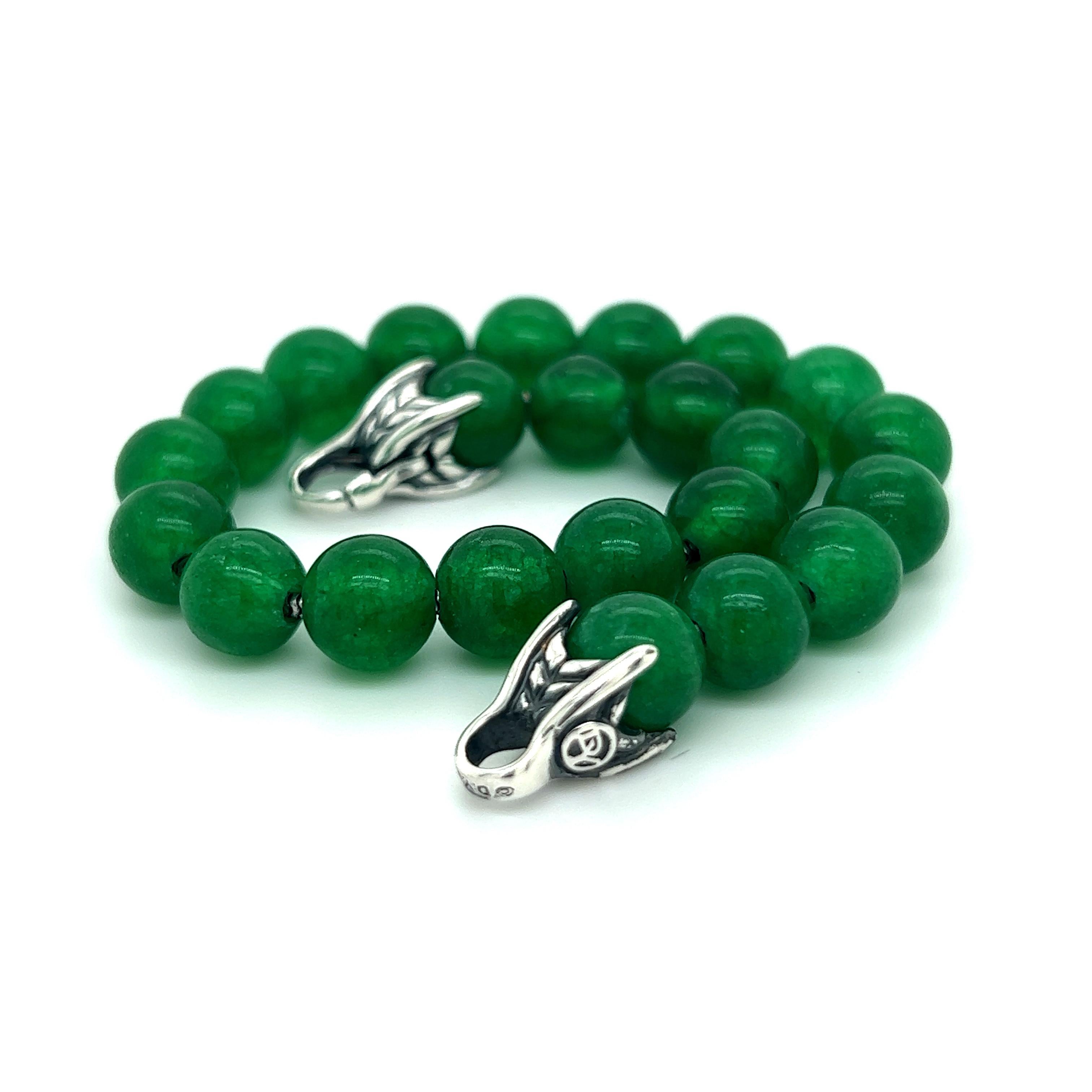 Perle David Yurman Authentic Estate Green Onyx Prayer Bead Bracelet 8.5