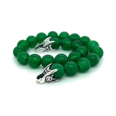 David Yurman Authentic Estate Green Onyx Spiritual Bead Bracelet 8.5" Silver