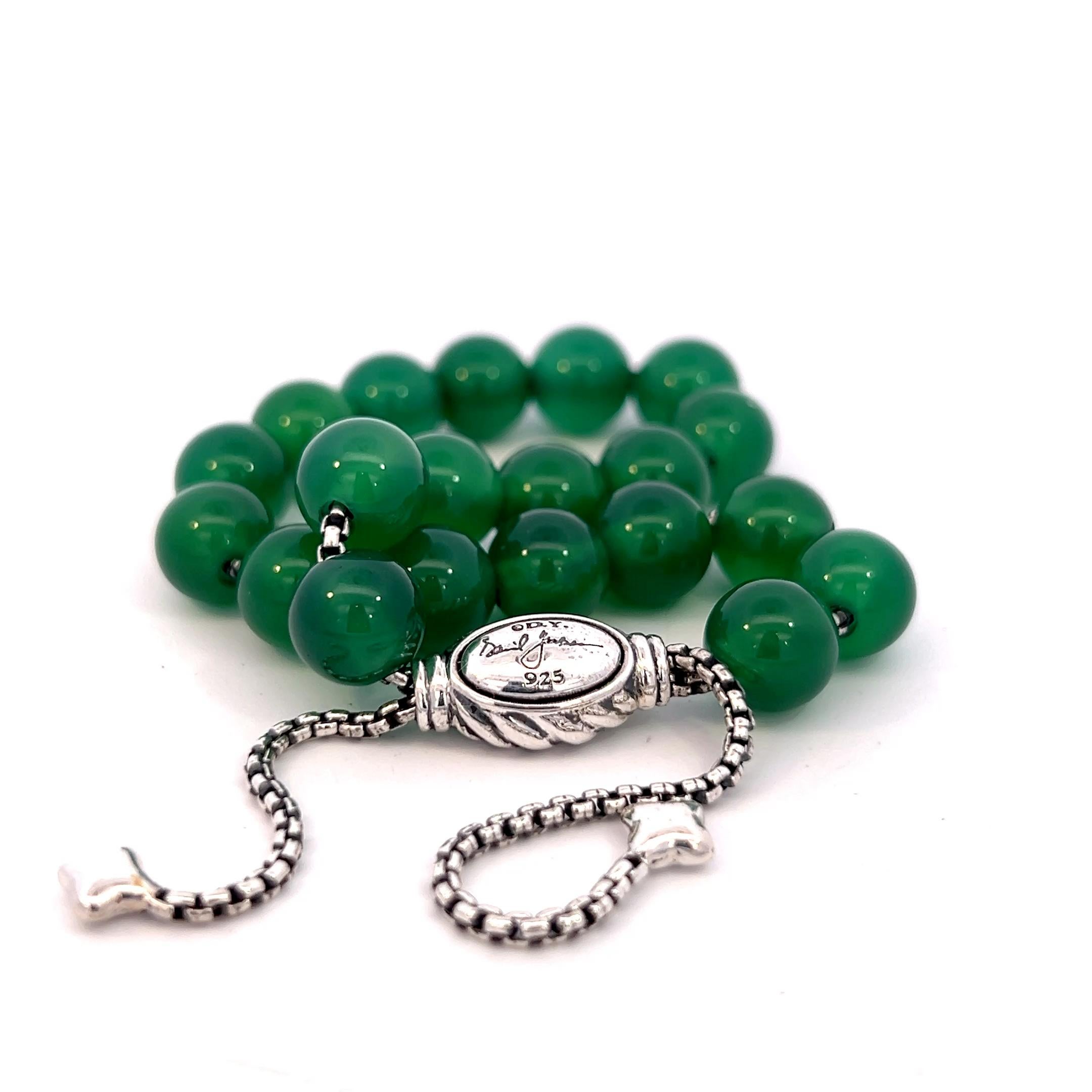 David Yurman Bracciale di perle spirituali in onice verde autentico di proprietà da 8,5