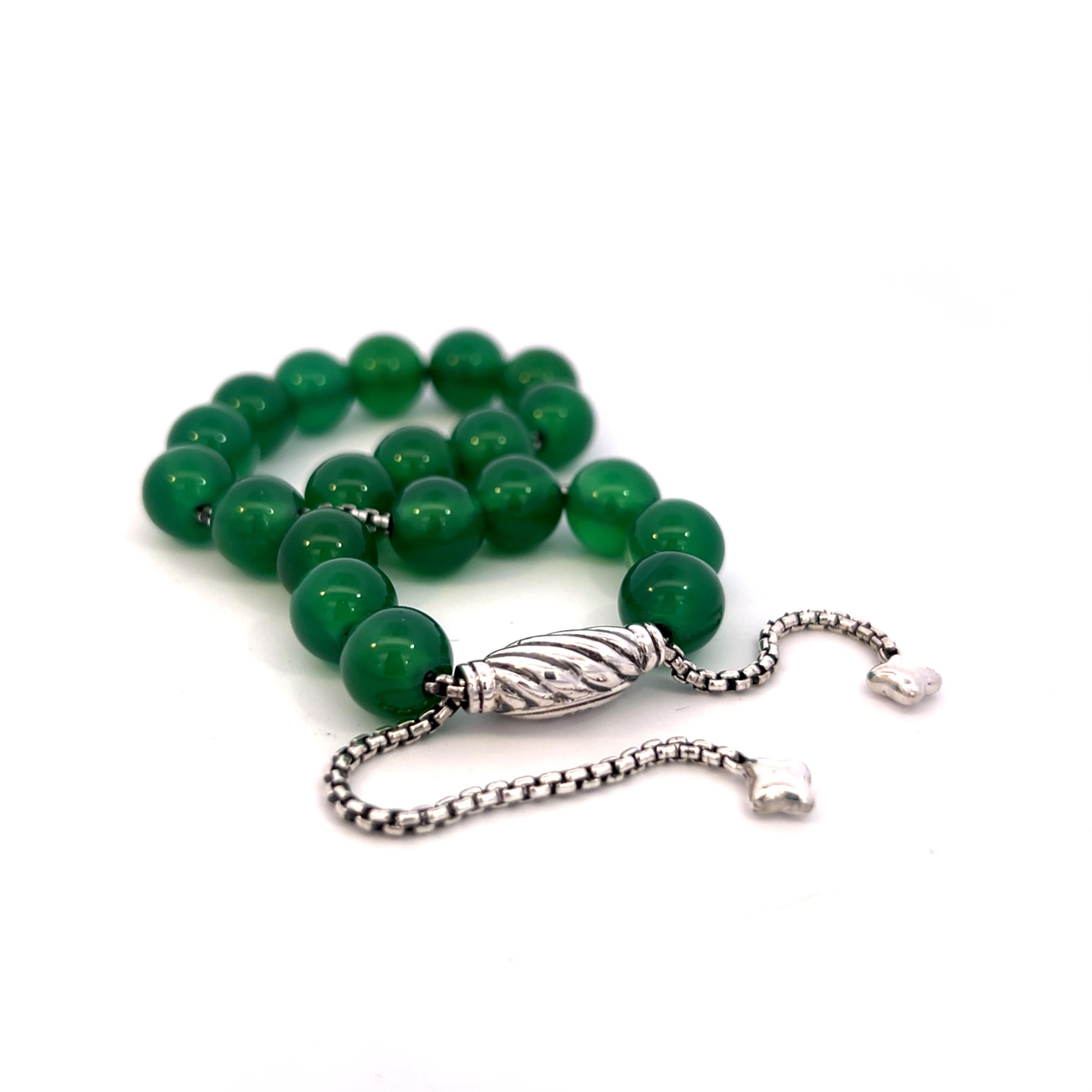David Yurman Bracciale di perle spirituali in onice verde autentico di proprietà da 8,5