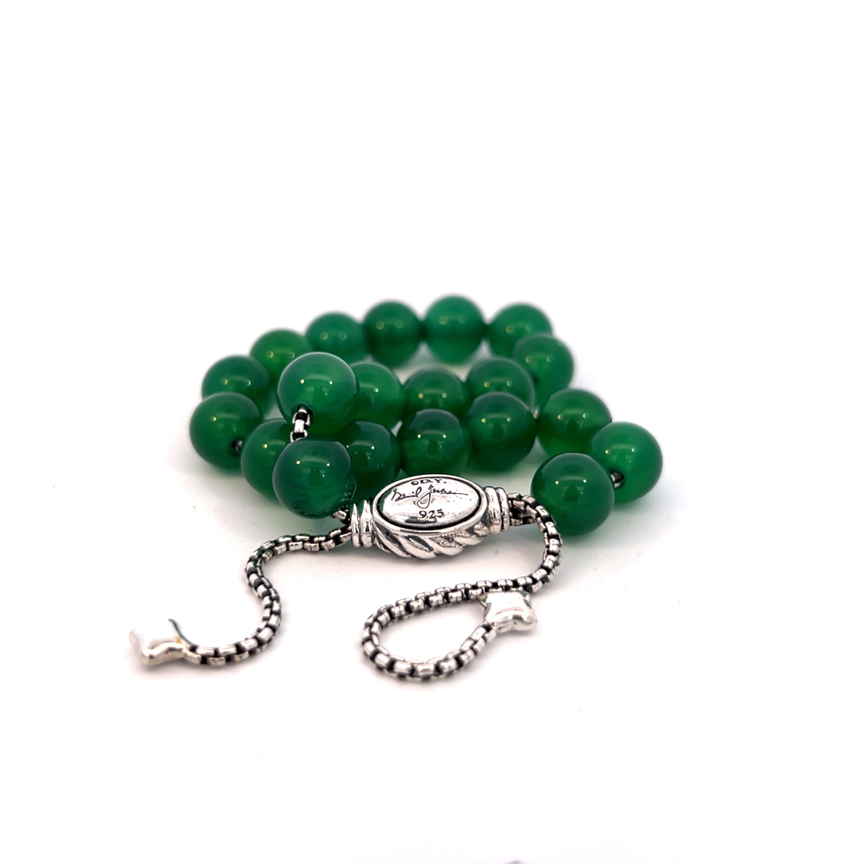 David Yurman Bracciale di perle spirituali in onice verde autentico di proprietà da 8,5