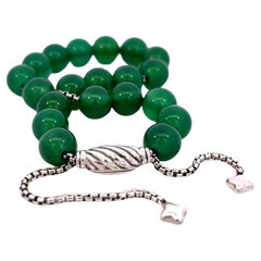 David Yurman Authentic Estate Green Onyx Spiritual Beads Bracelet 8.5" Sil 8 mm