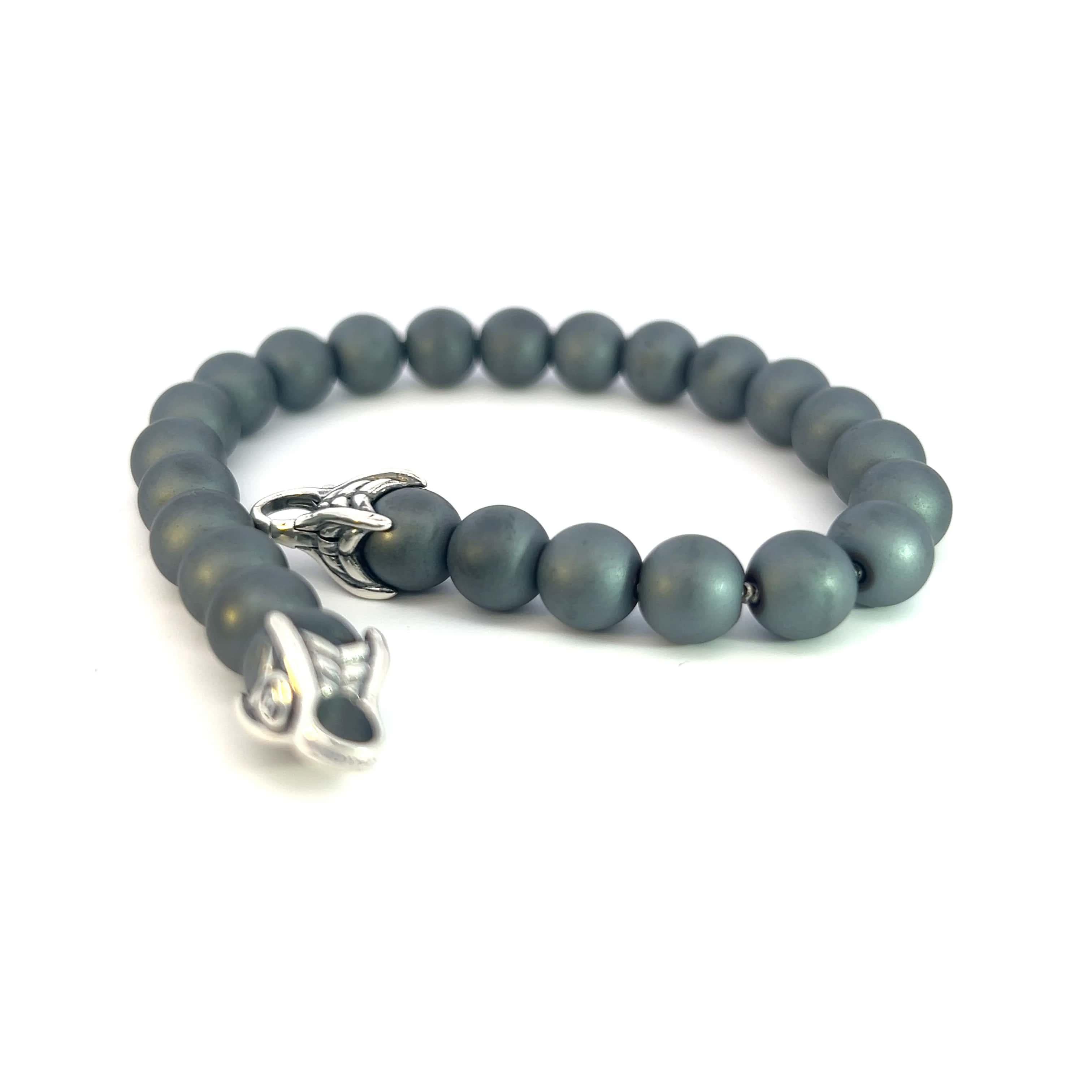 Authentische David Yurman Estate Hämatit Matte spirituelle Perlen Armband 8,5