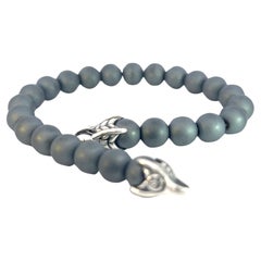 David Yurman Pulsera de cuentas espirituales de hematites mate auténtica de la finca 8,5" Sil