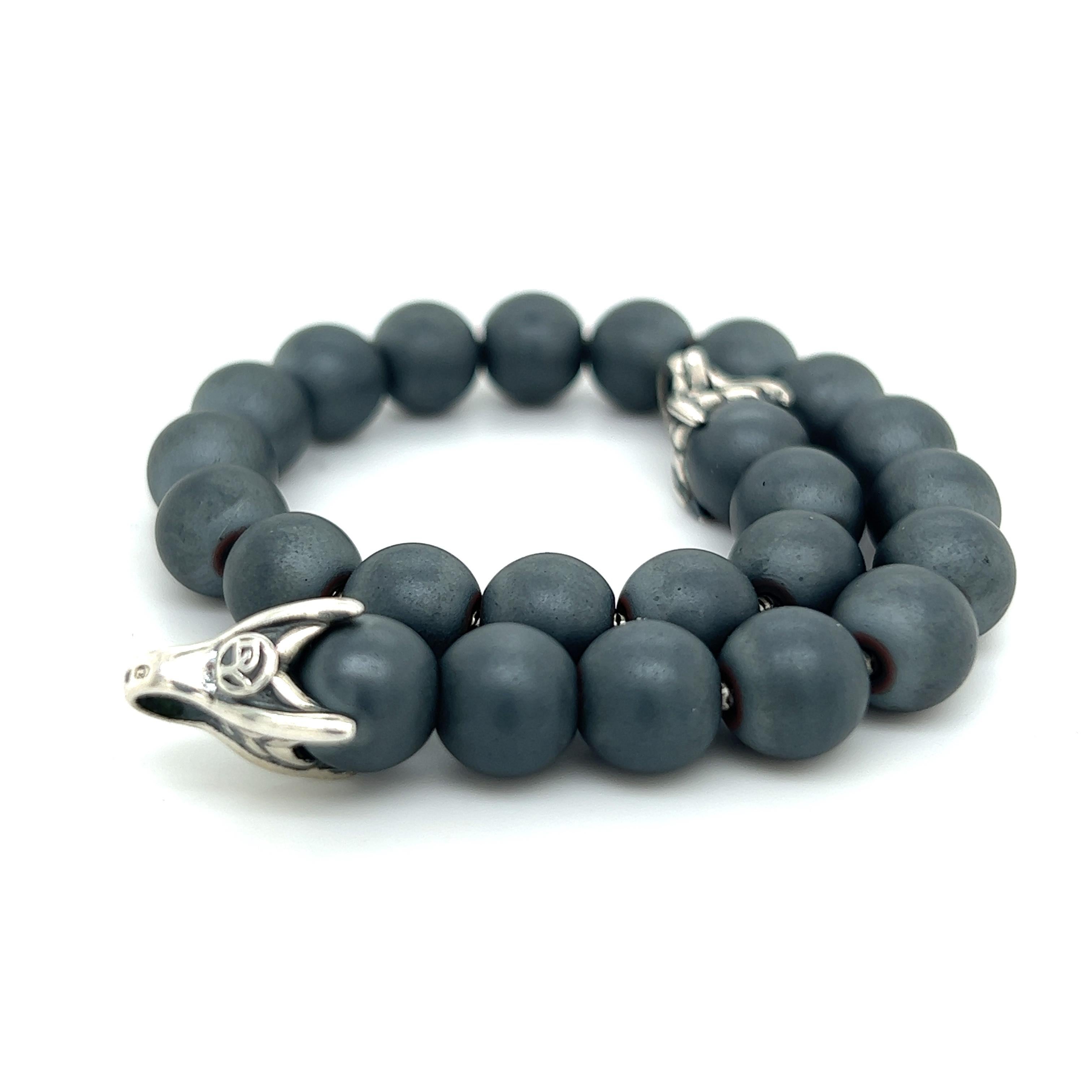 Auténtica pulsera de cuentas espirituales de hematites David Yurman Estate 8
