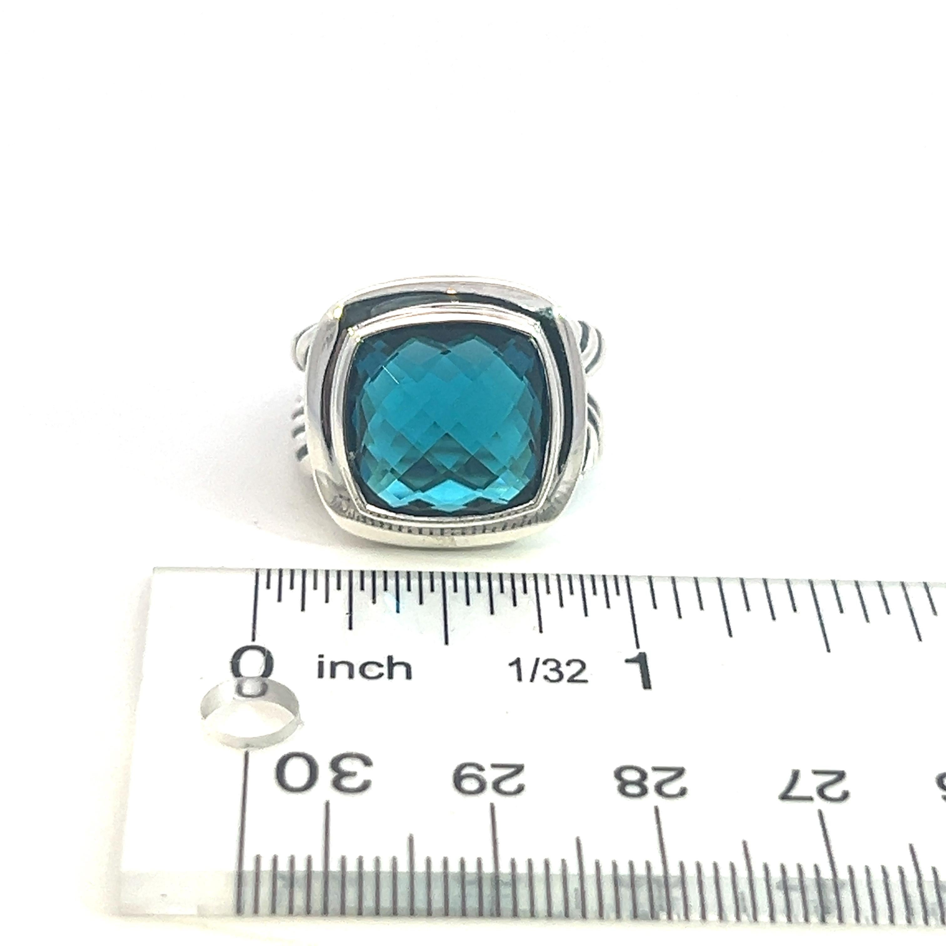 David Yurman Authentic Estate London Blue Topaz Albion Ring 7 Silver 14 mm 3