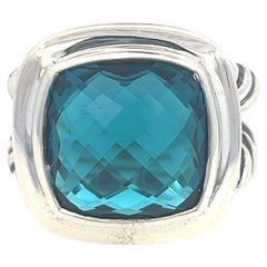David Yurman Authentic Estate London Blue Topaz Albion Ring 7 Silver 14 mm
