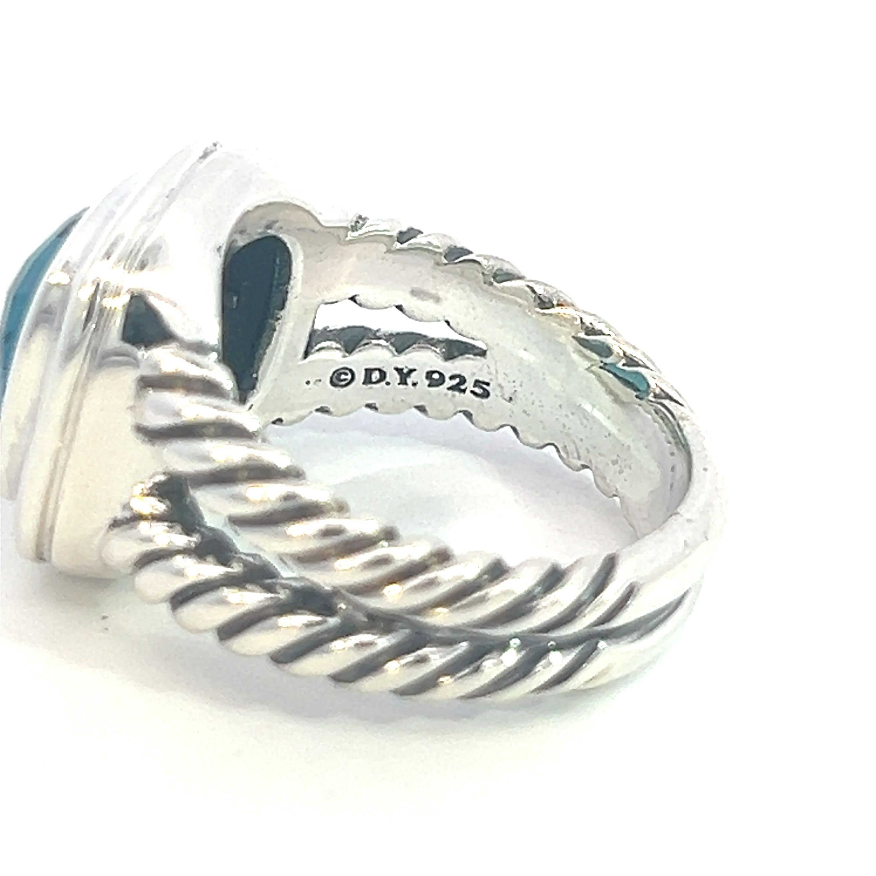 Women's David Yurman Authentic Estate London Blue Topaz Albion Ring 8 Silver 11 mm