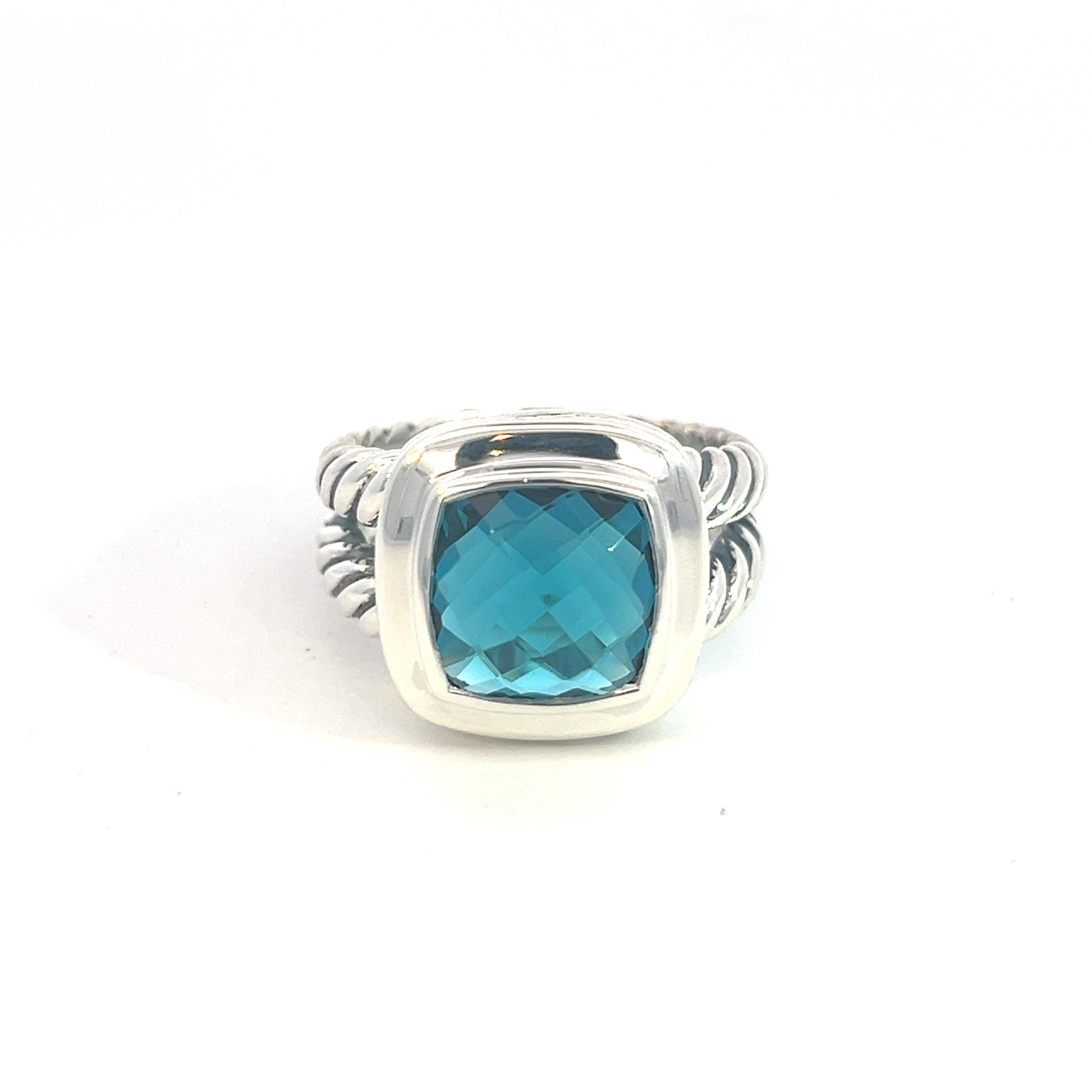 David Yurman Authentic Estate London Blue Topaz Albion Ring 8 Silver 11 mm 1