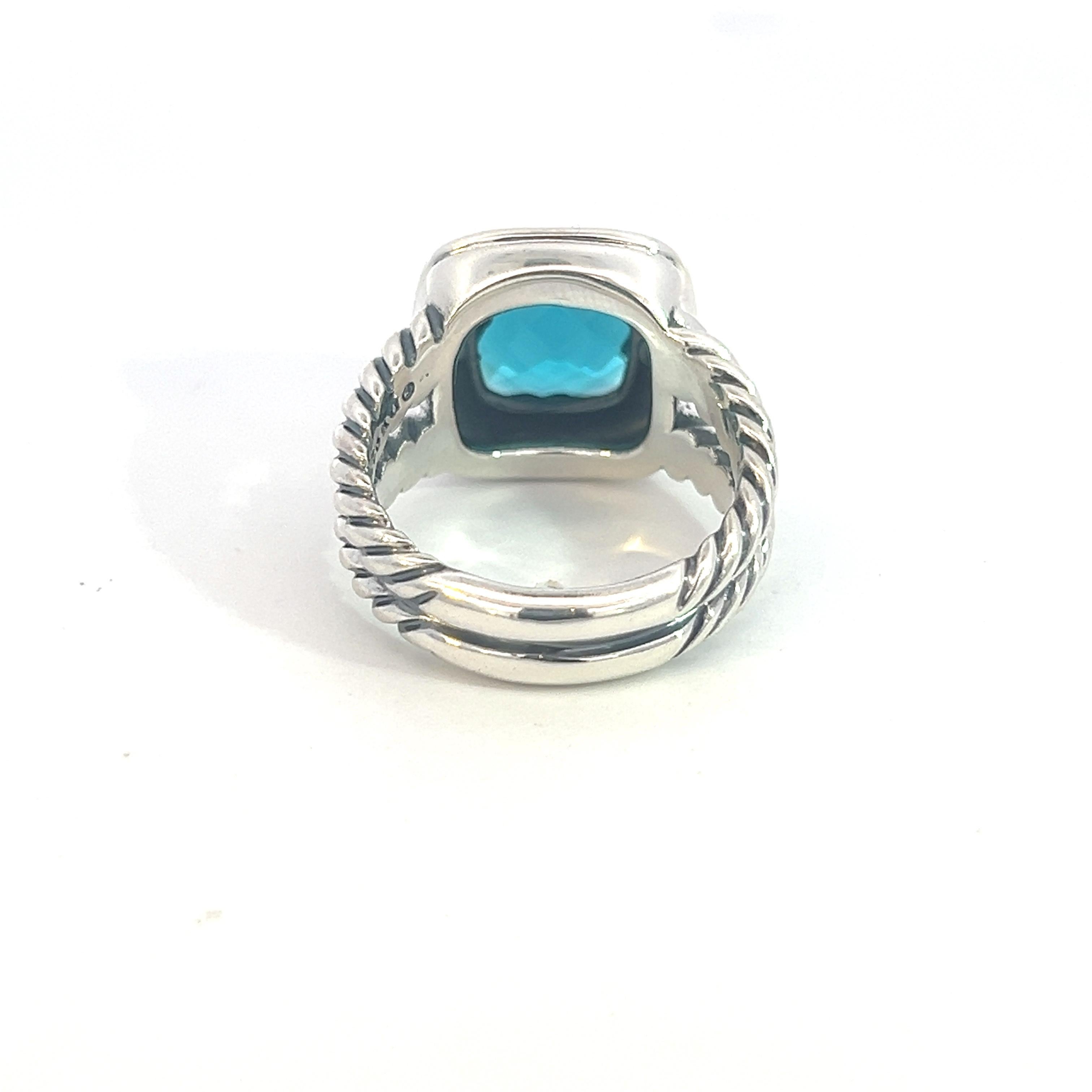 David Yurman Authentic Estate London Blue Topaz Albion Ring 8 Silver 11 mm 2