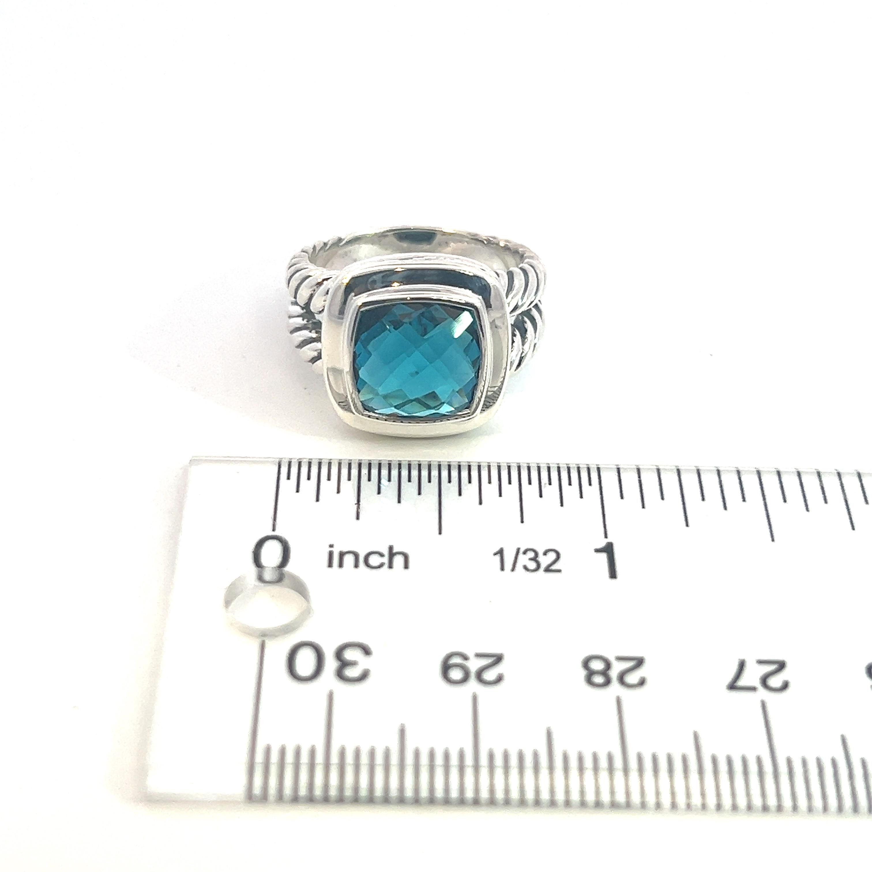 David Yurman Authentic Estate London Blue Topaz Albion Ring 8 Silver 11 mm 3