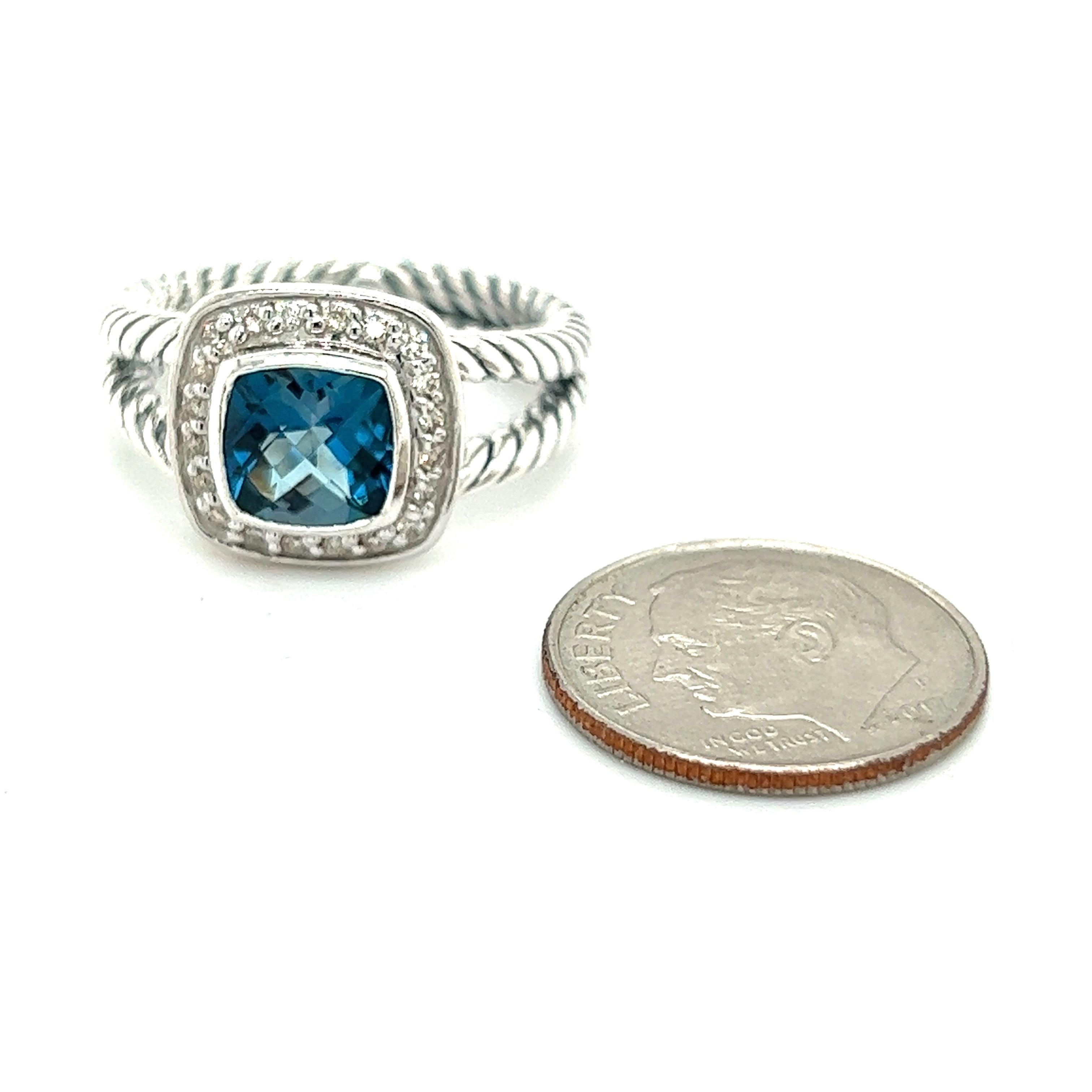 Brilliant Cut David Yurman Authentic Estate London Blue Topaz Petite Albion Ring Silver