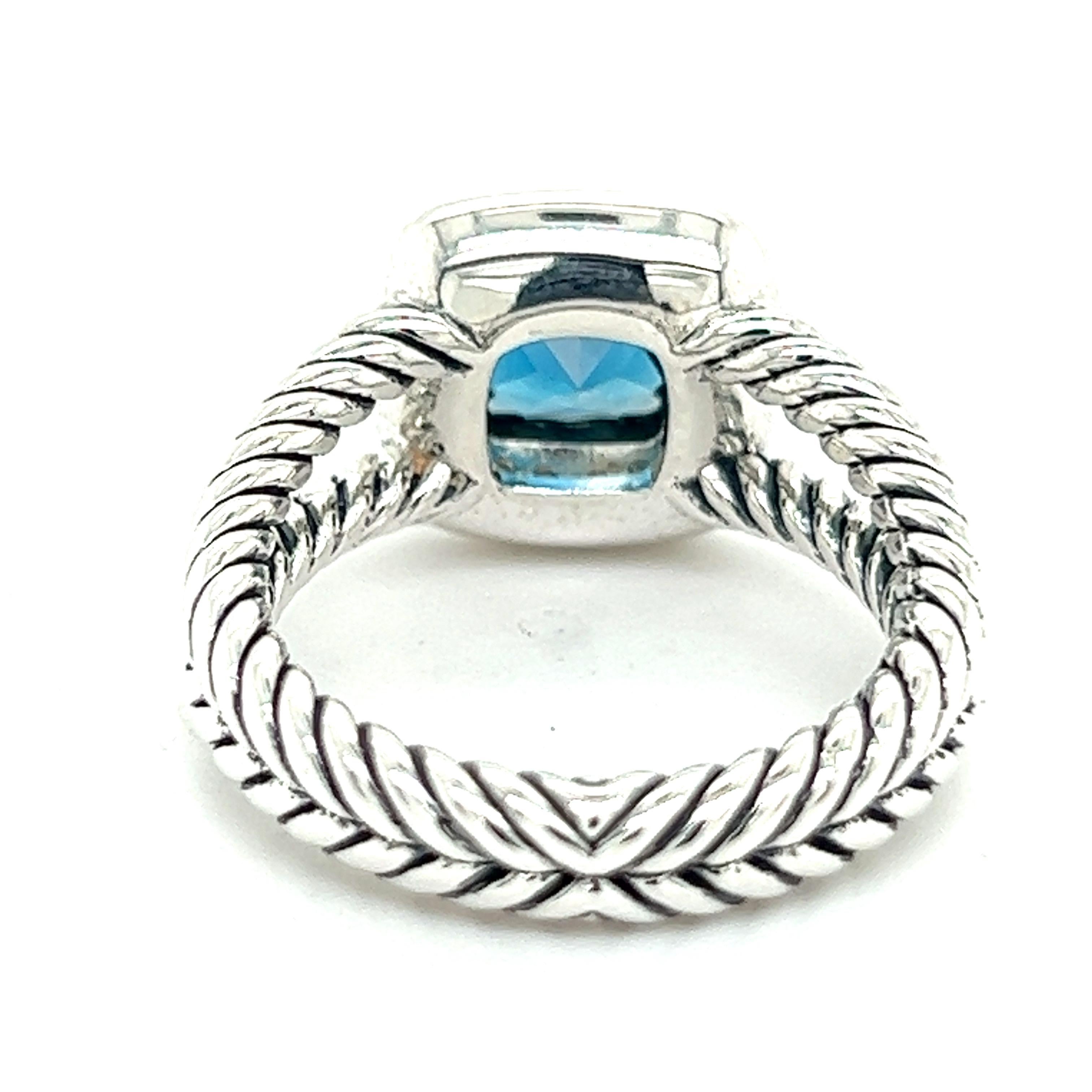 Women's David Yurman Authentic Estate London Blue Topaz Petite Albion Ring Silver