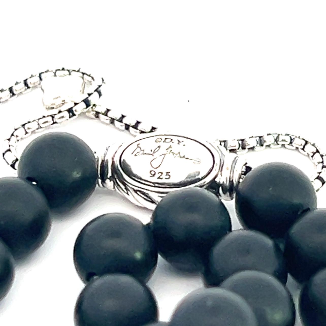 Taille pampille David Yurman Authentic Estate Matte Onyx Spiritual Beads Bracelet sil 8.5