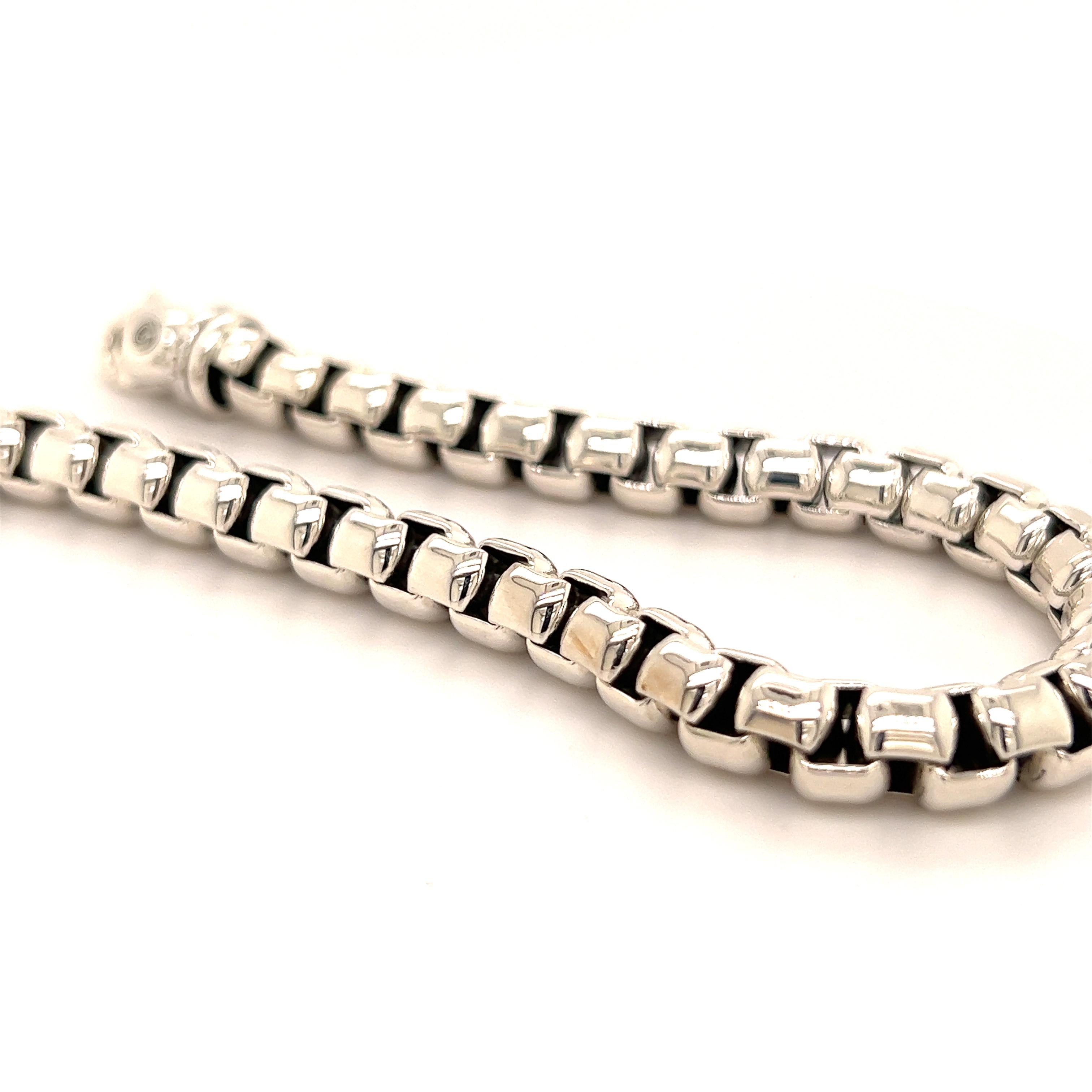 David Yurman Authentic Estate Mens Box Chain Bracelet Silver In Good Condition In Brooklyn, NY