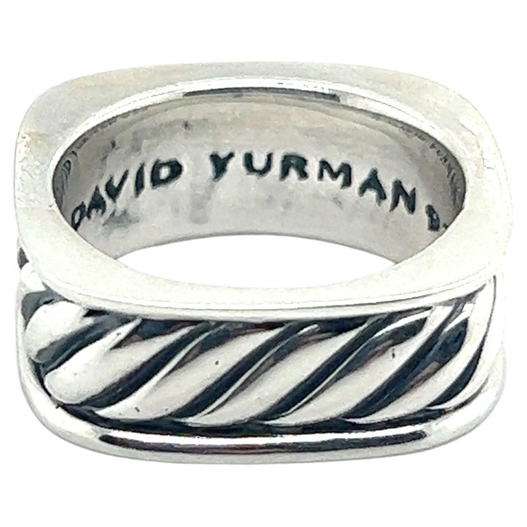David Yurman Authentic Estate Mens Cable Cigar Ring 7.5 Silver For Sale ...
